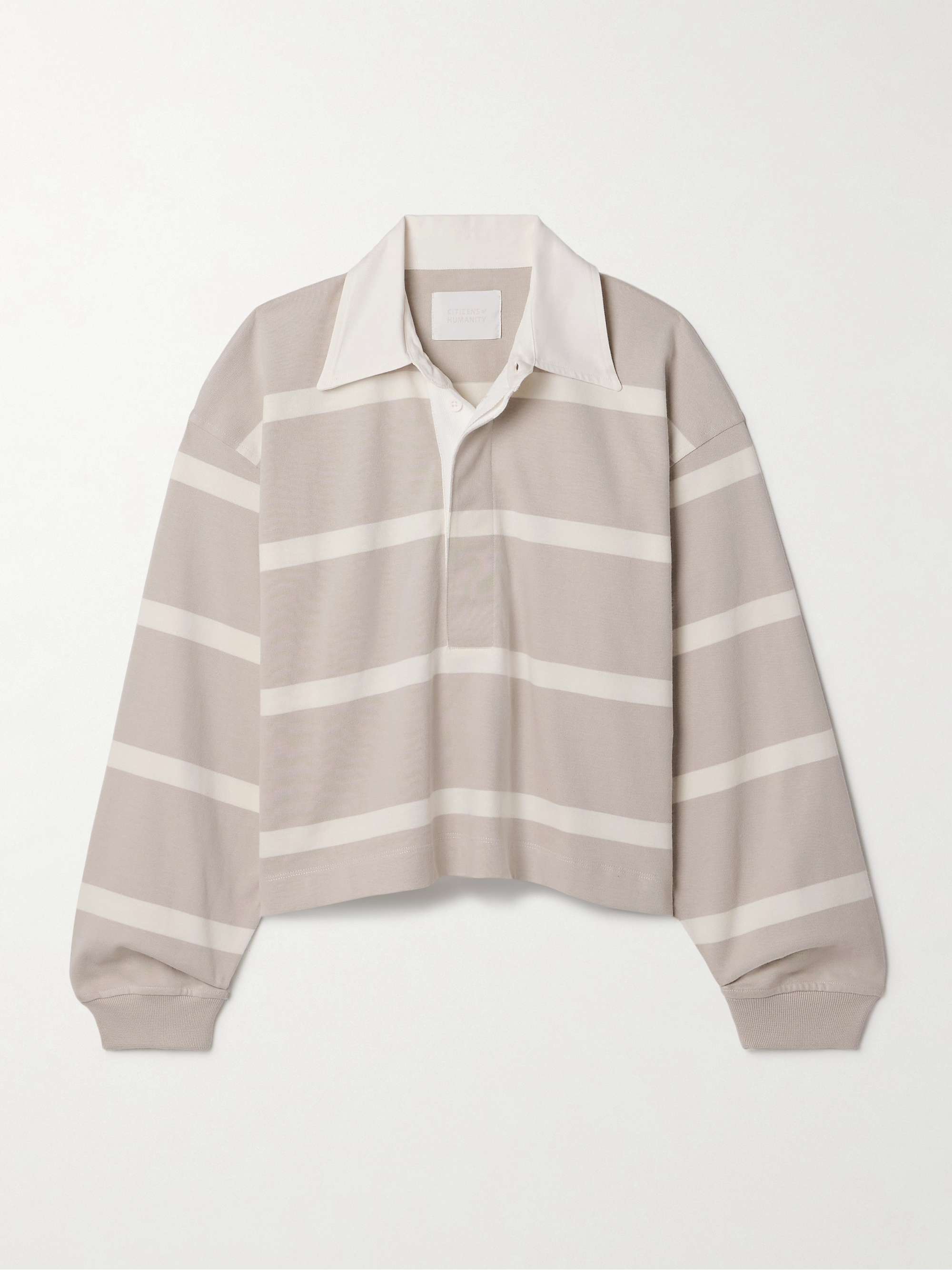 Aris twill-trimmed striped cotton-jersey polo shirt view