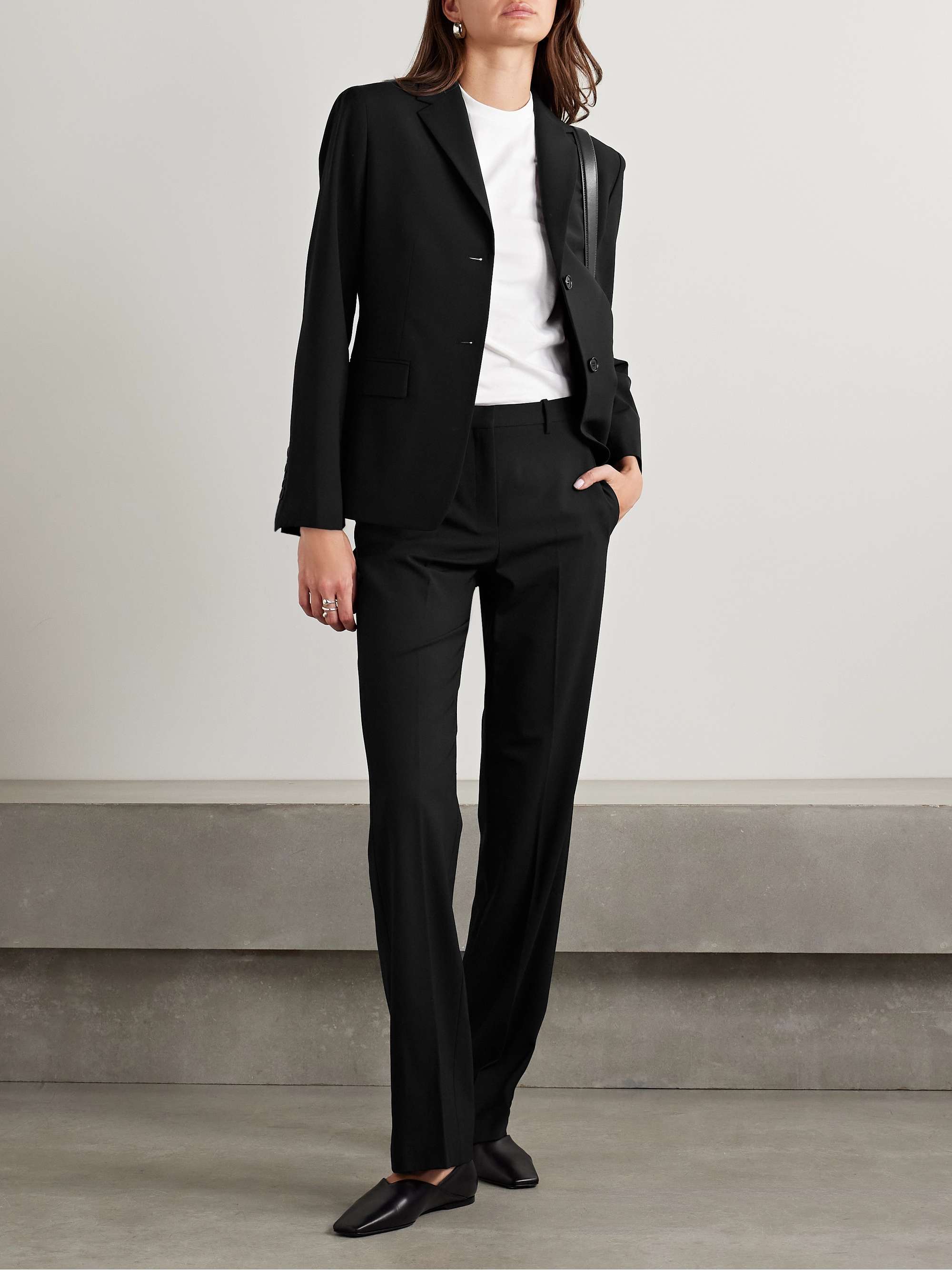 Wool-blend straight-leg pants view