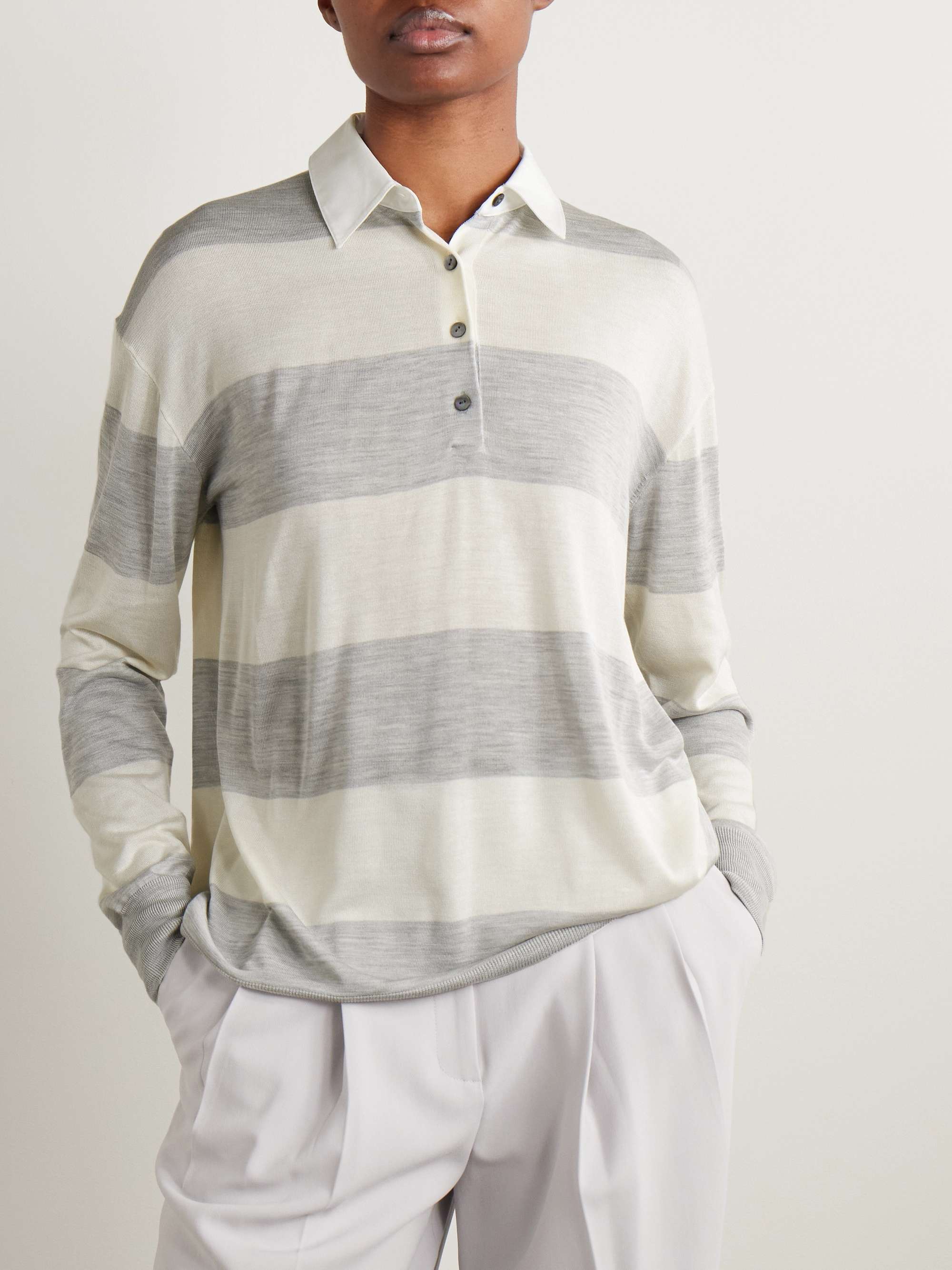 Striped cotton-blend shirt view