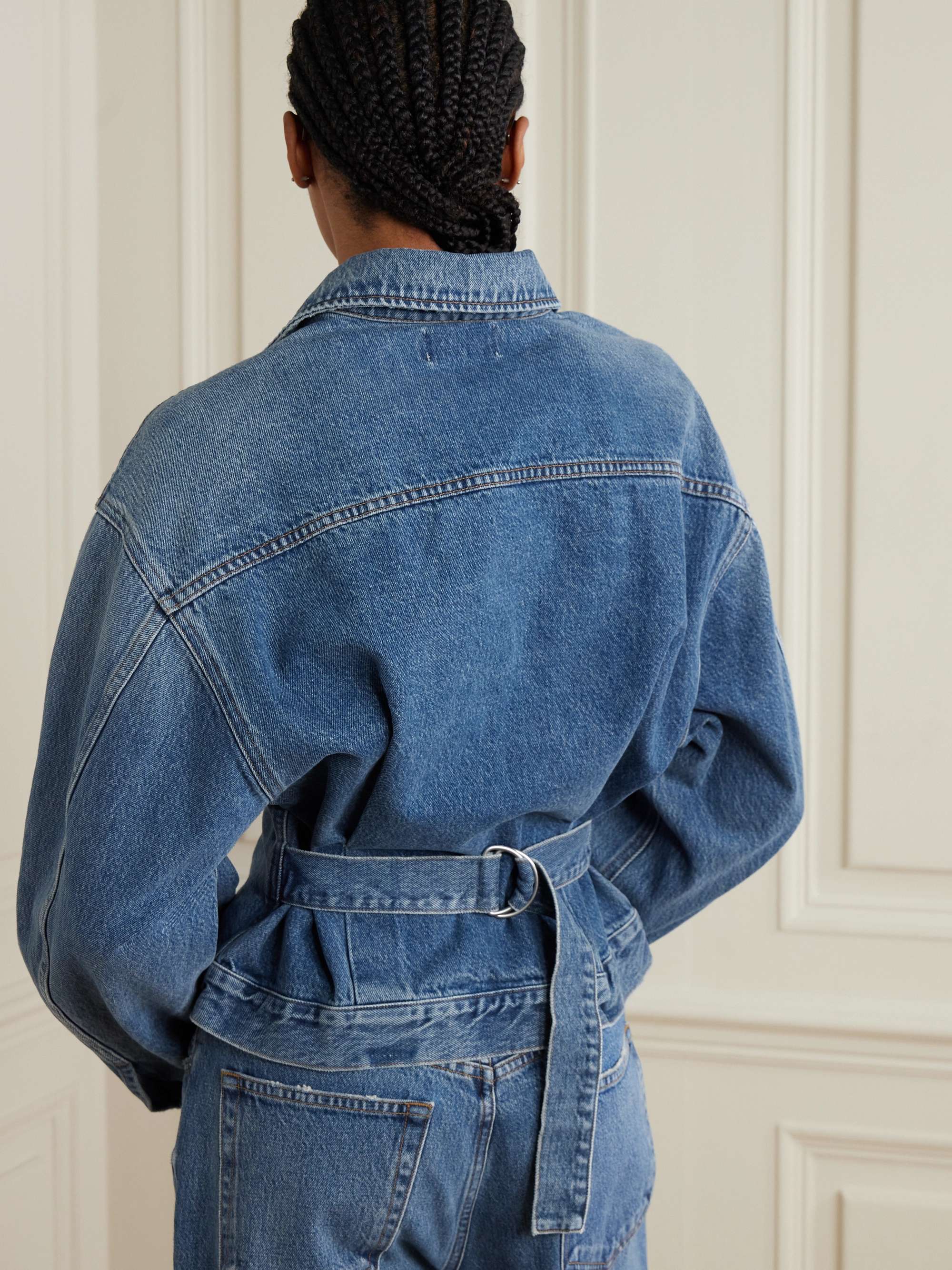 Zyla Cinch buckled gathered denim jacket view
