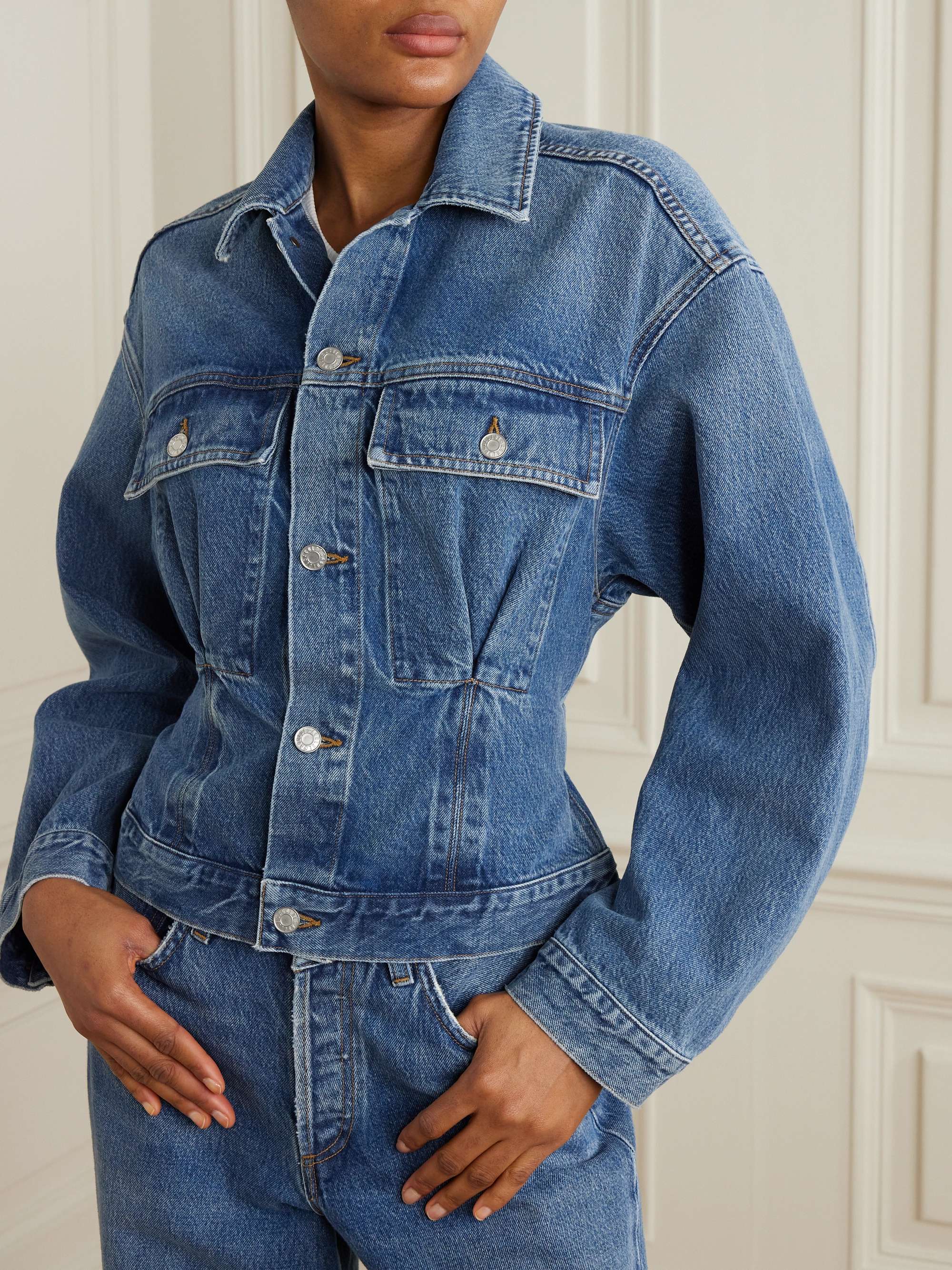 Zyla Cinch buckled gathered denim jacket view