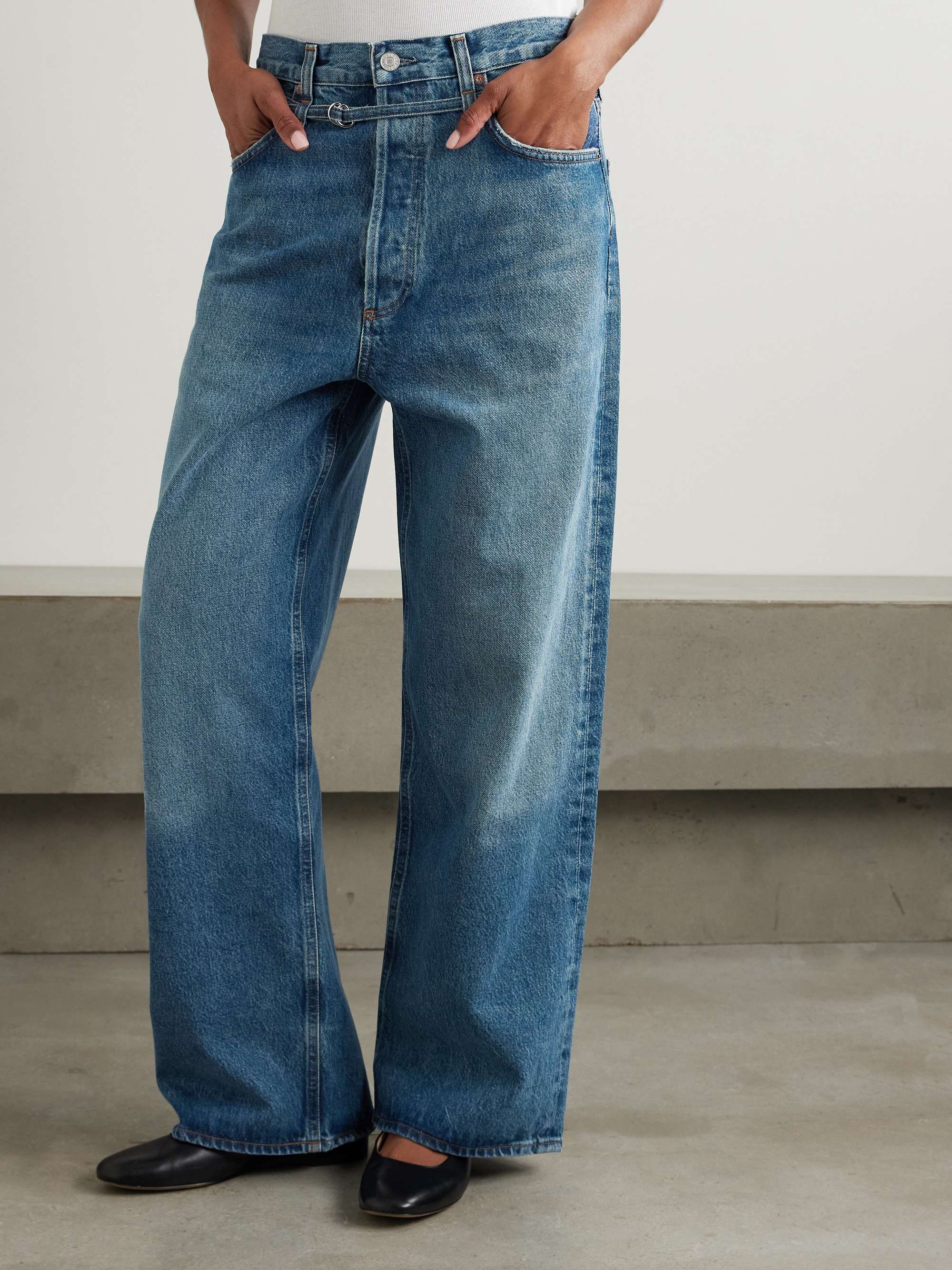 Emmi belted high-rise wide-leg jeans view
