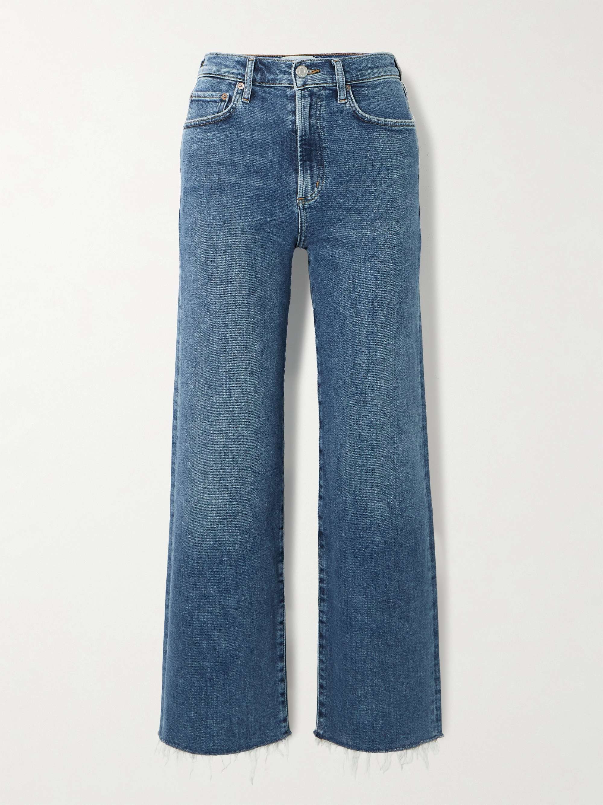Harper cropped frayed mid-rise straight-leg jeans view