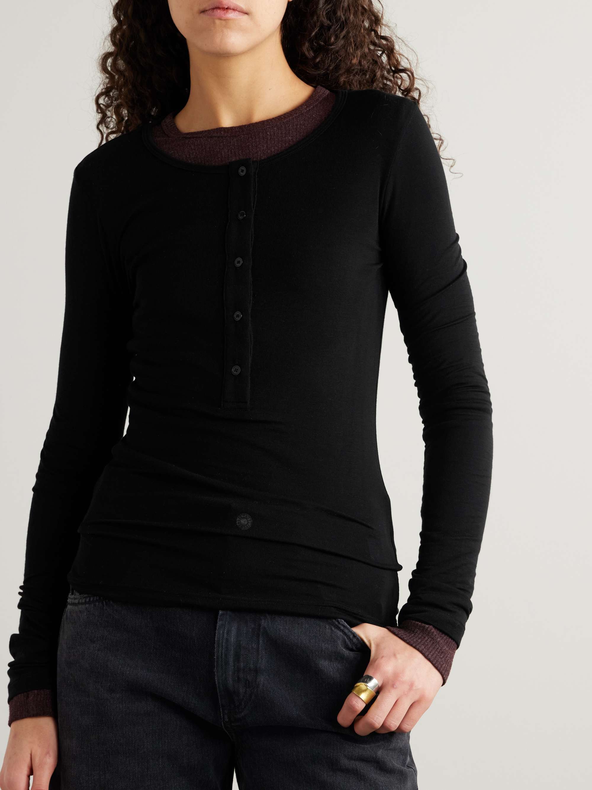 Faustine Lyocell-blend Henley top view