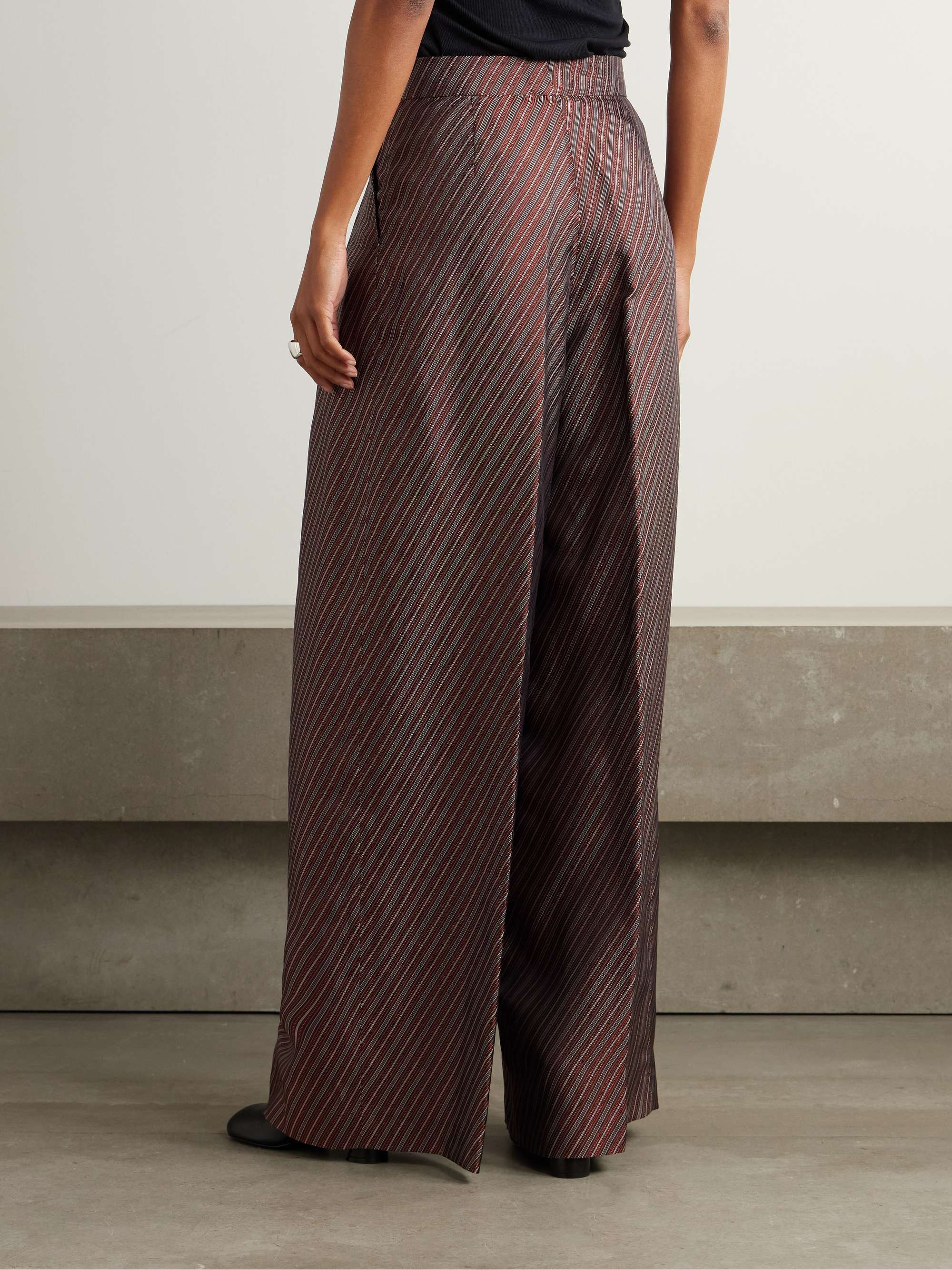 Pleated striped jacquard wide-leg pants view