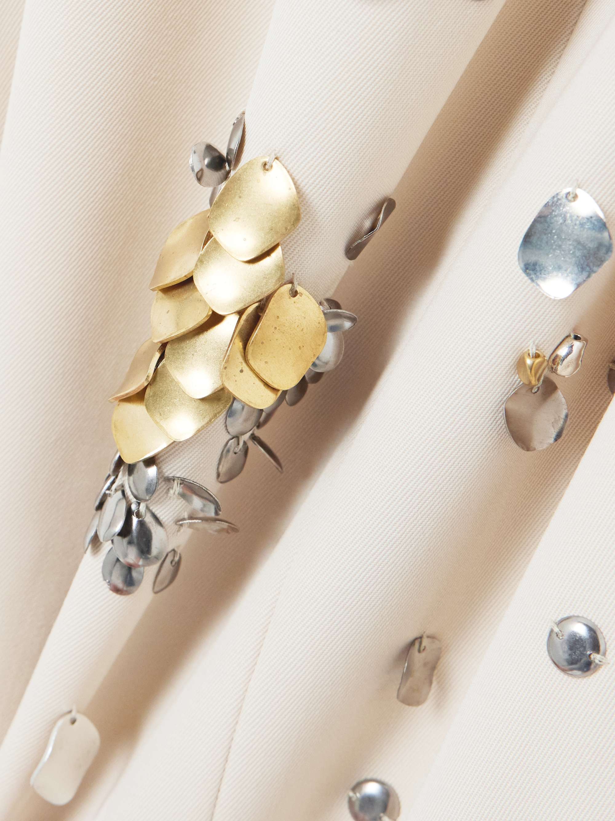 Embellished wool-twill wide-leg pants view