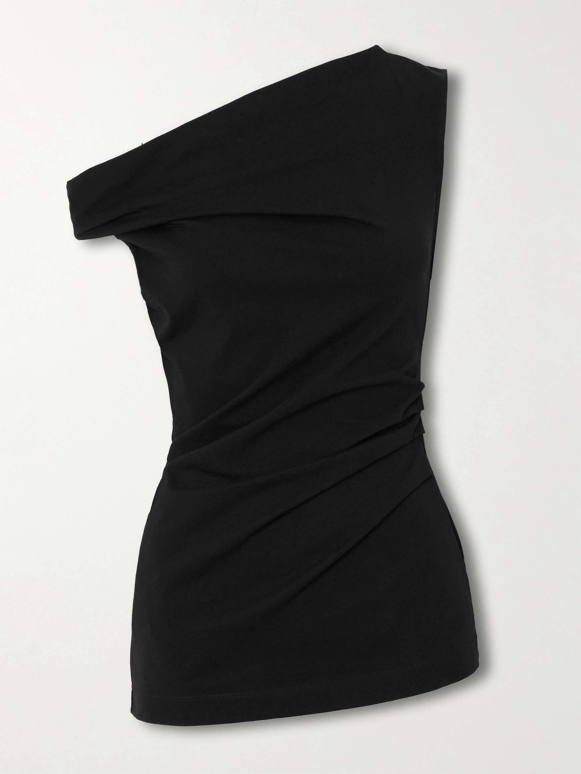 Off-the-shoulder draped cotton-jersey top view