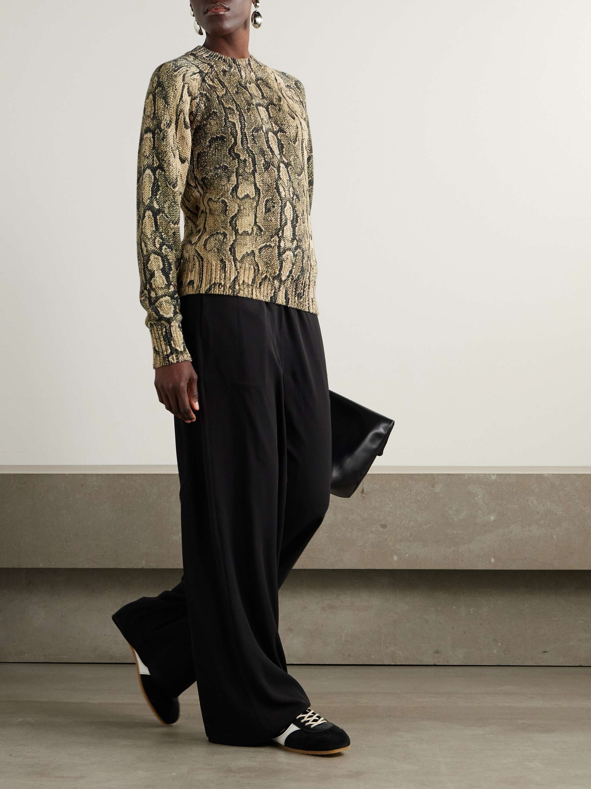 Snake-print knitted sweater view