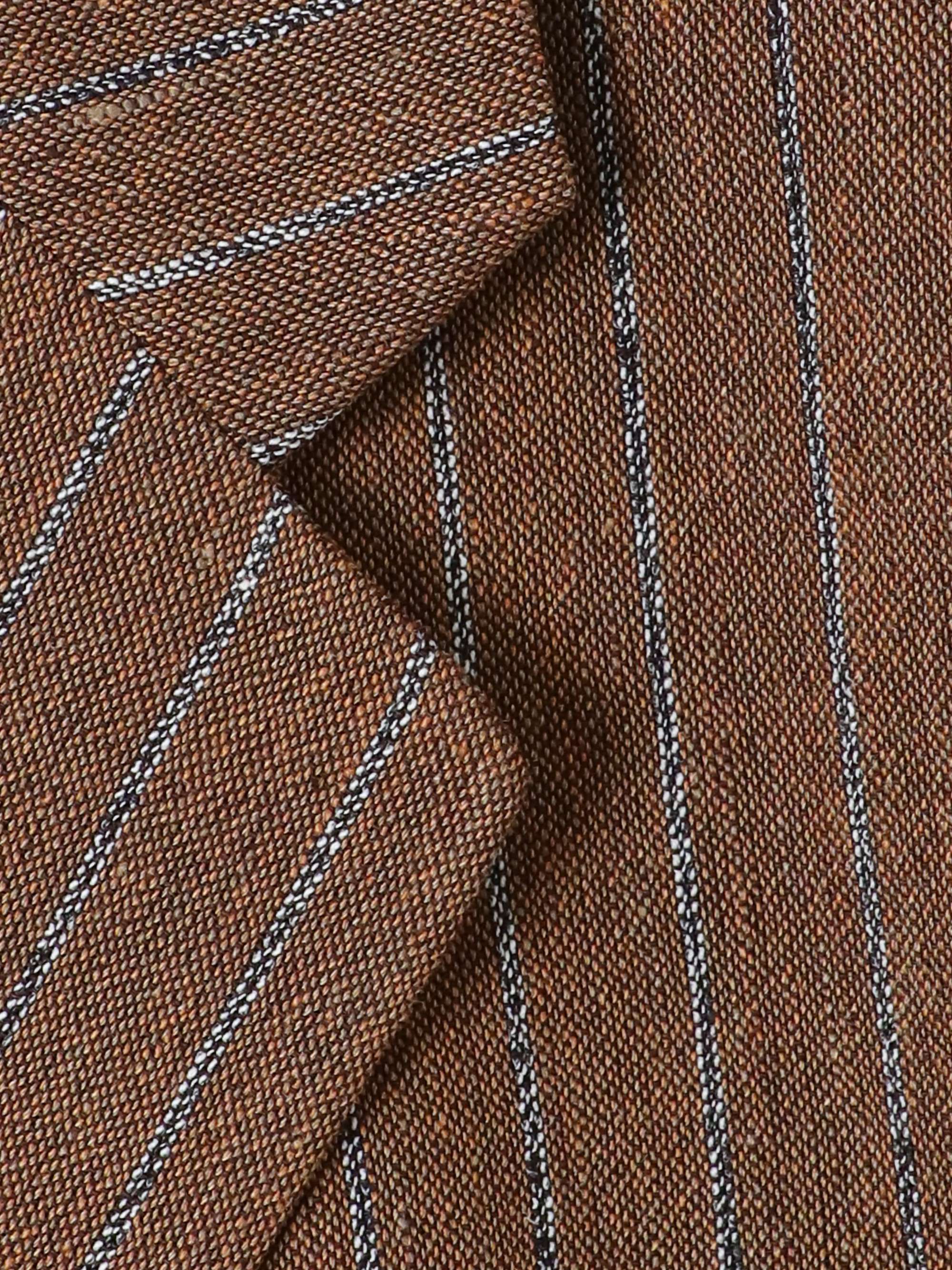 Cropped striped linen-blend blazer view