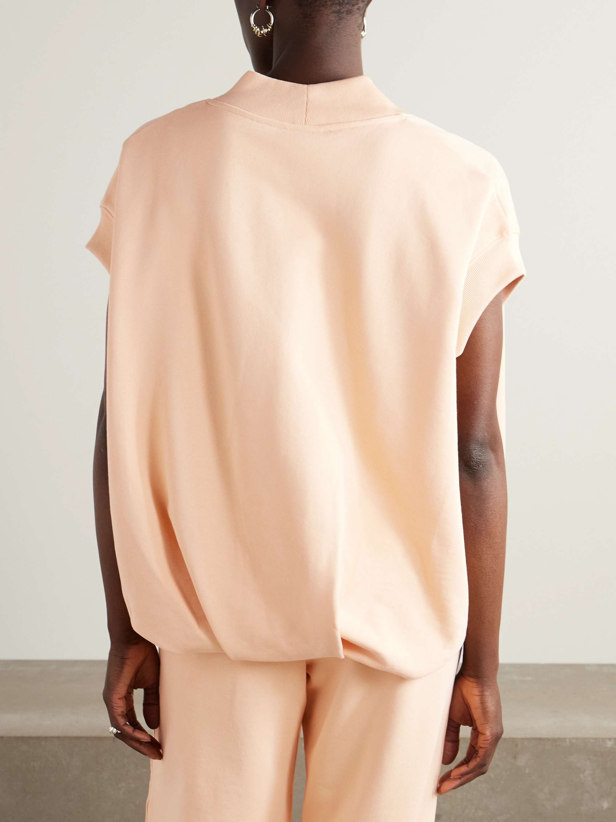 Oversized gathered cotton sweater view