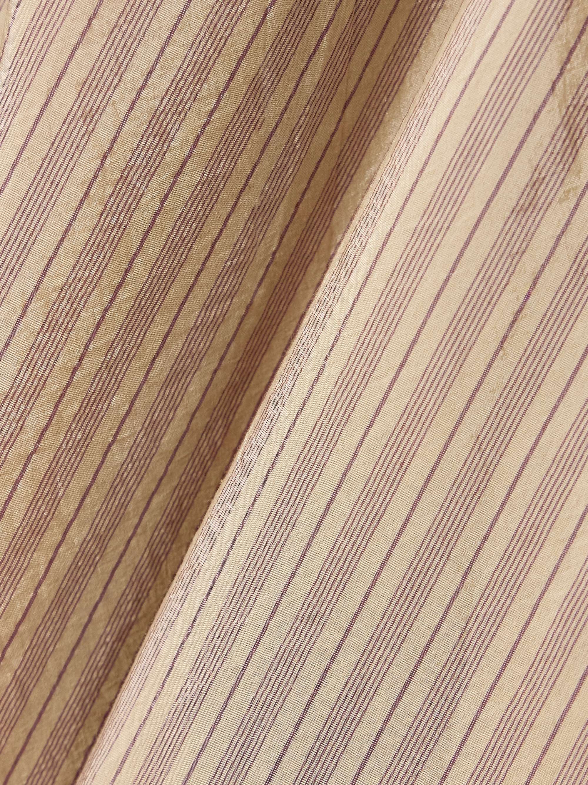 Paneled striped poplin and satin top view