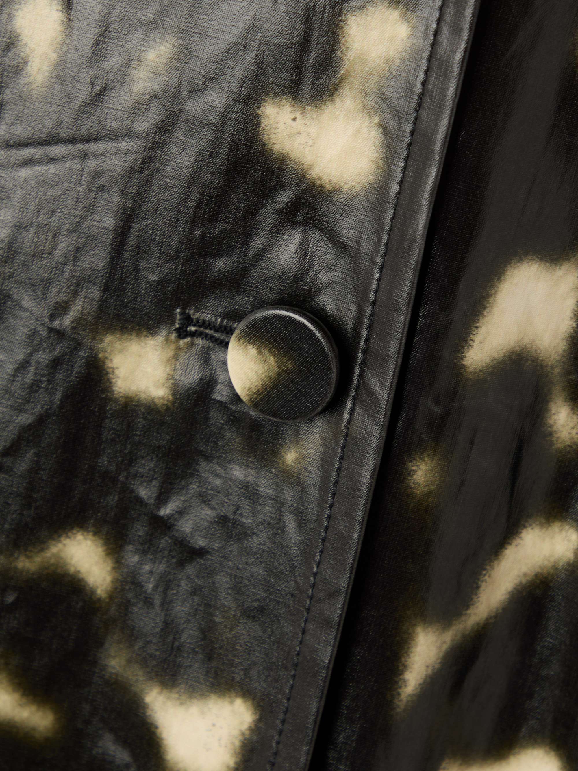 Belted printed coated cotton-canvas trench coat view