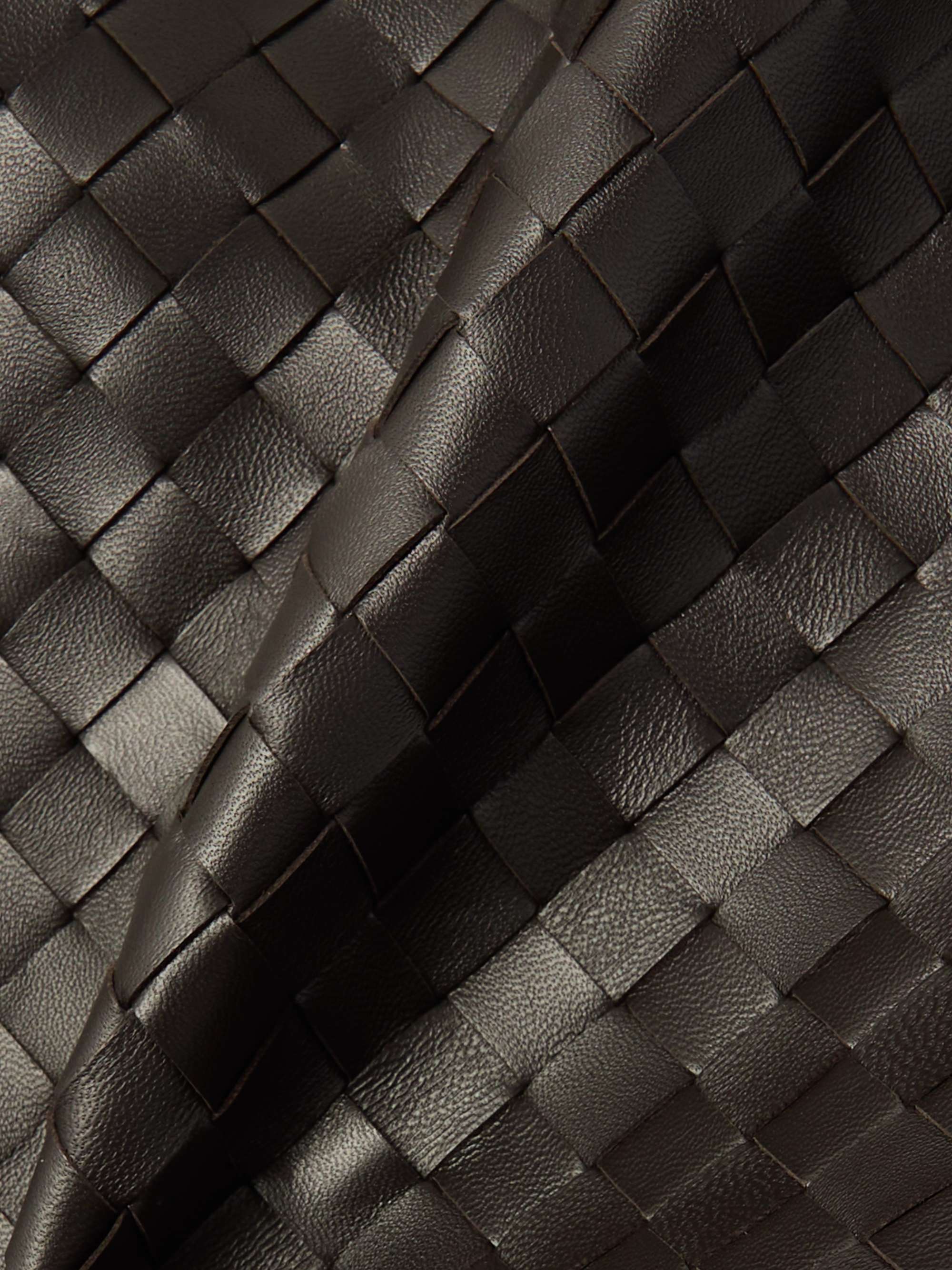 Intrecciato leather midi wrap skirt view