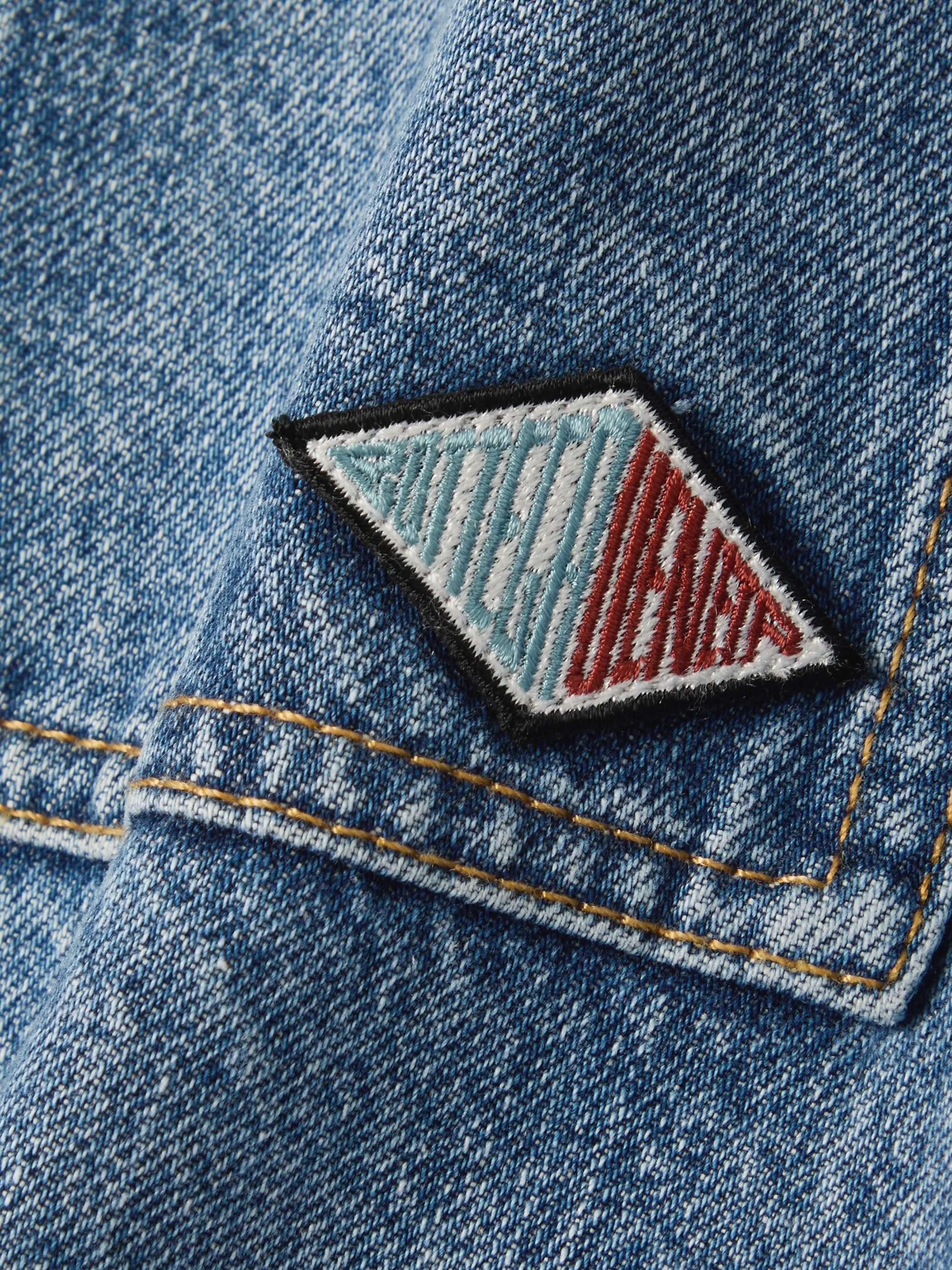 Appliquéd suede-trimmed denim jacket view