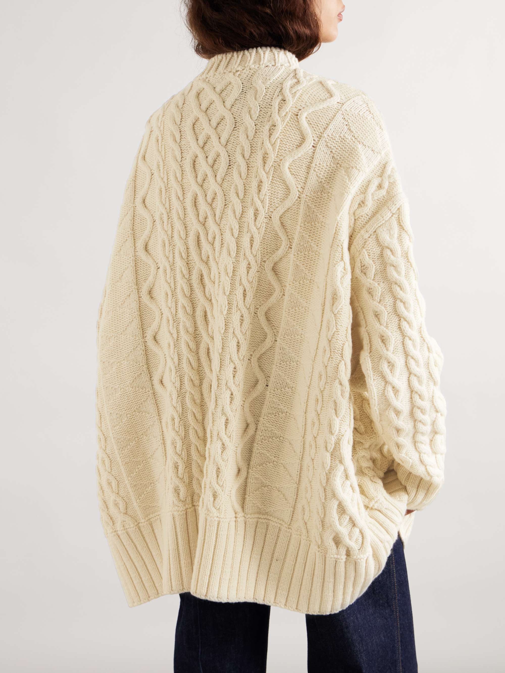 Oversized cable-knit wool sweater view
