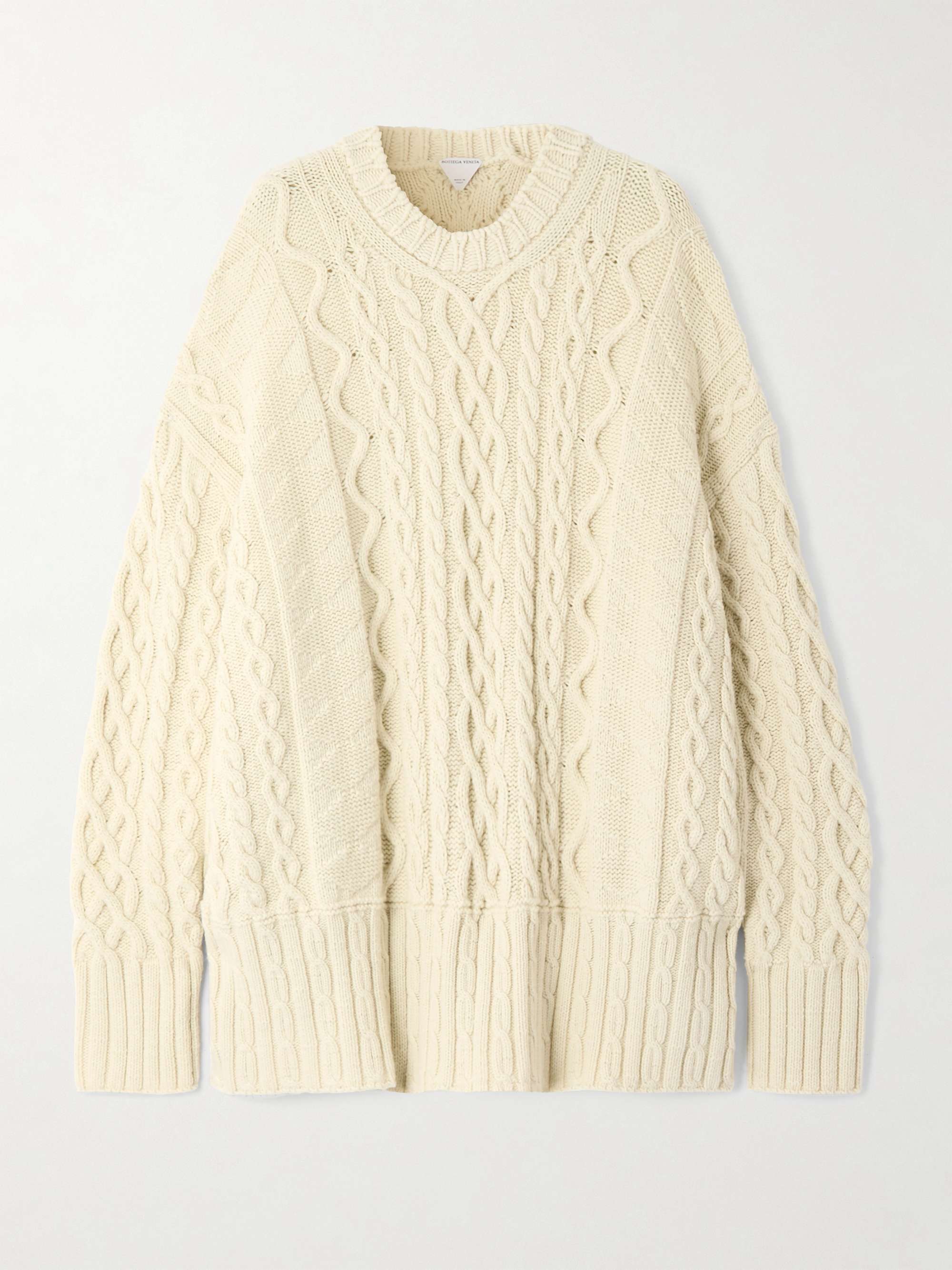 Oversized cable-knit wool sweater view