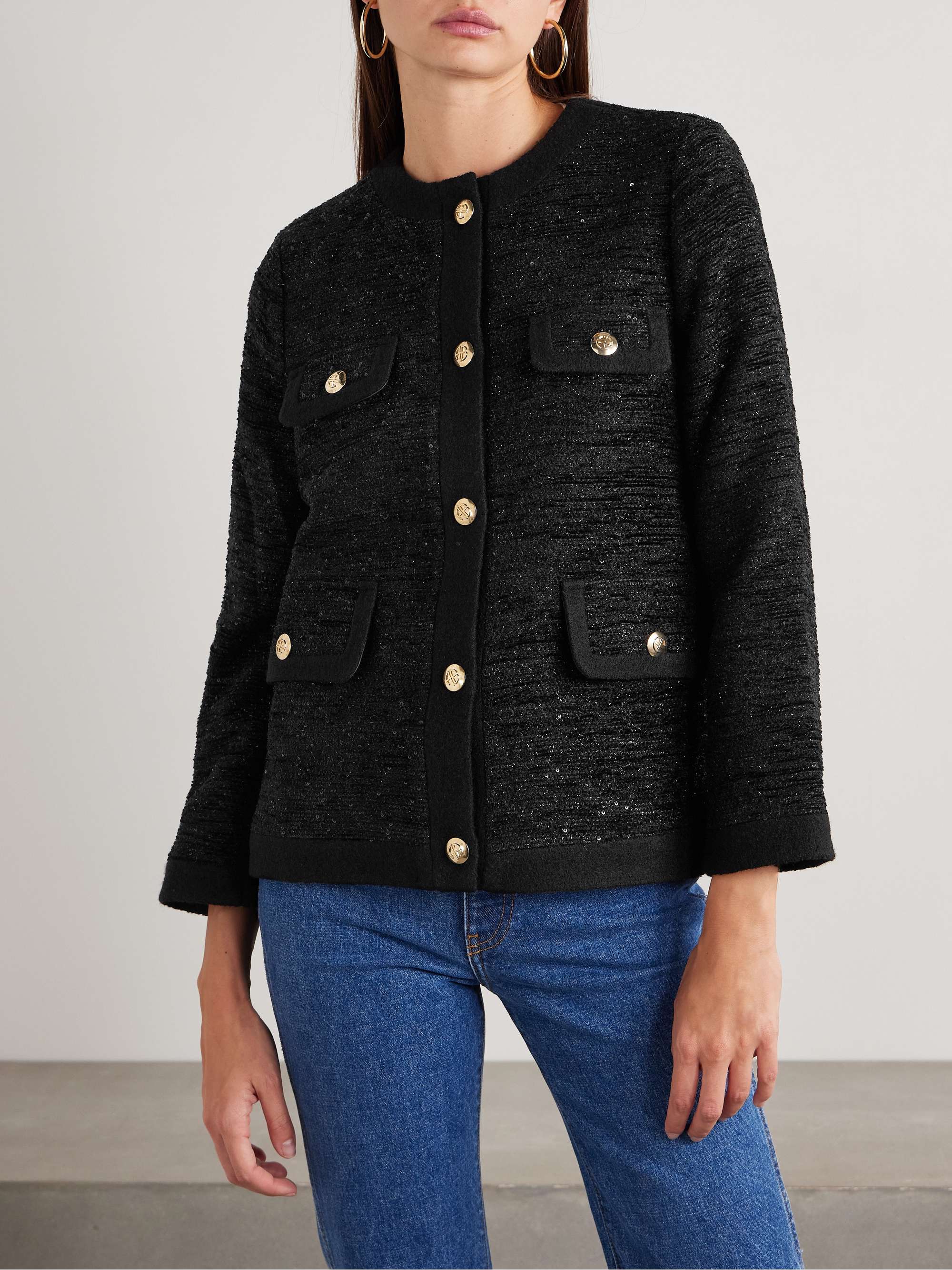 Lydia sequin-embellished metallic tweed blazer view