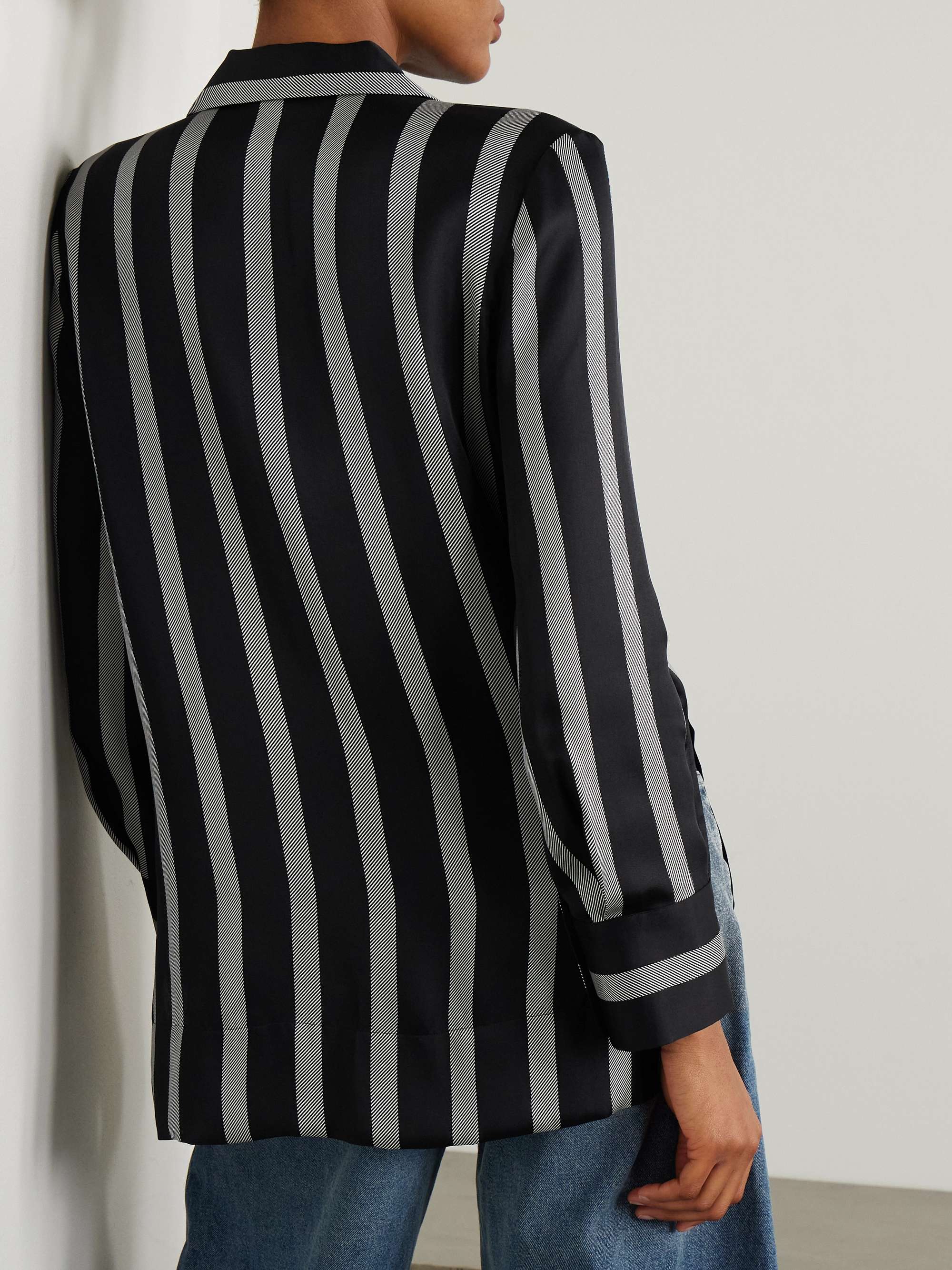 Lynette striped silk-blend satin-twill shirt view