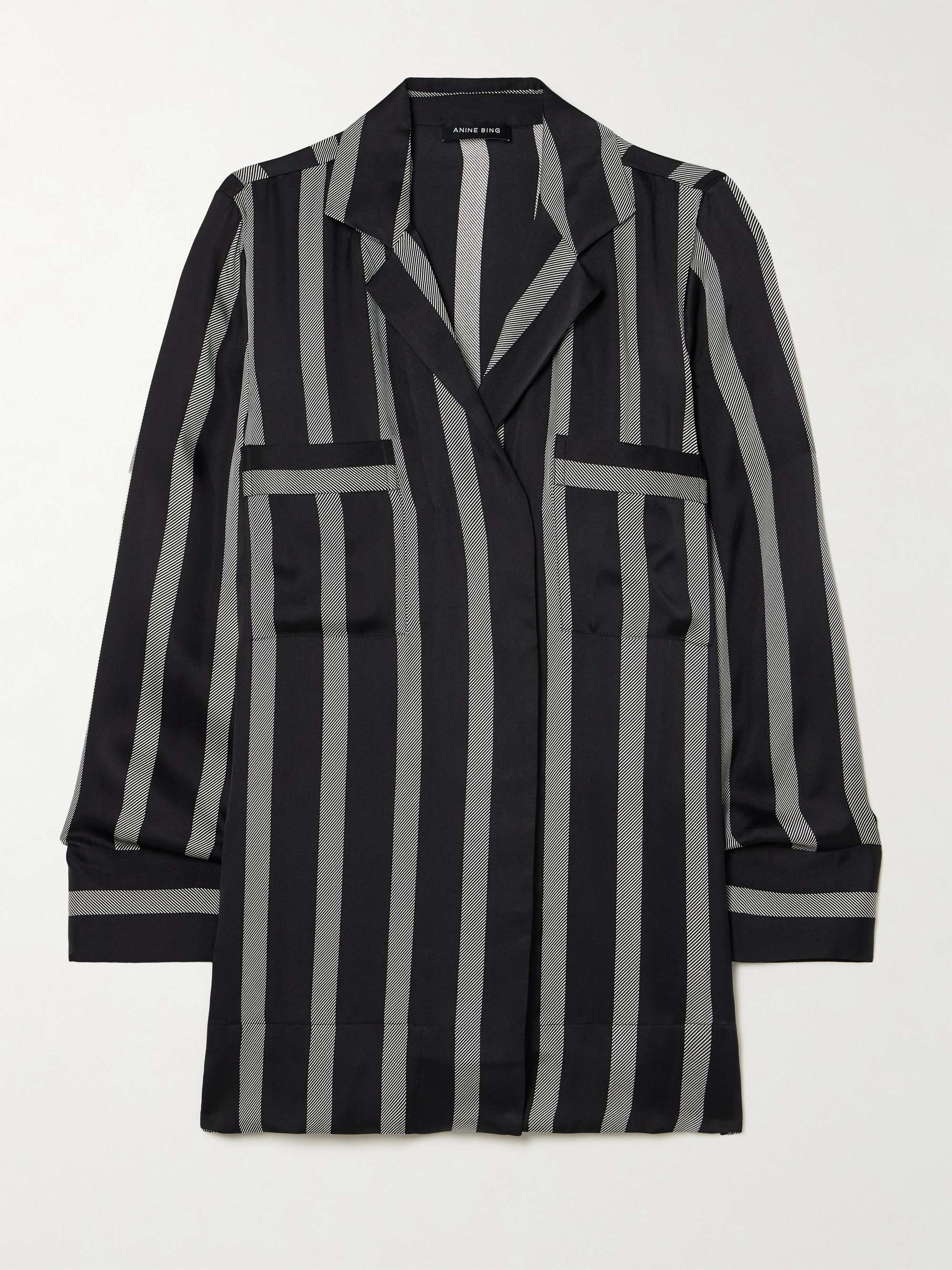 Lynette striped silk-blend satin-twill shirt view
