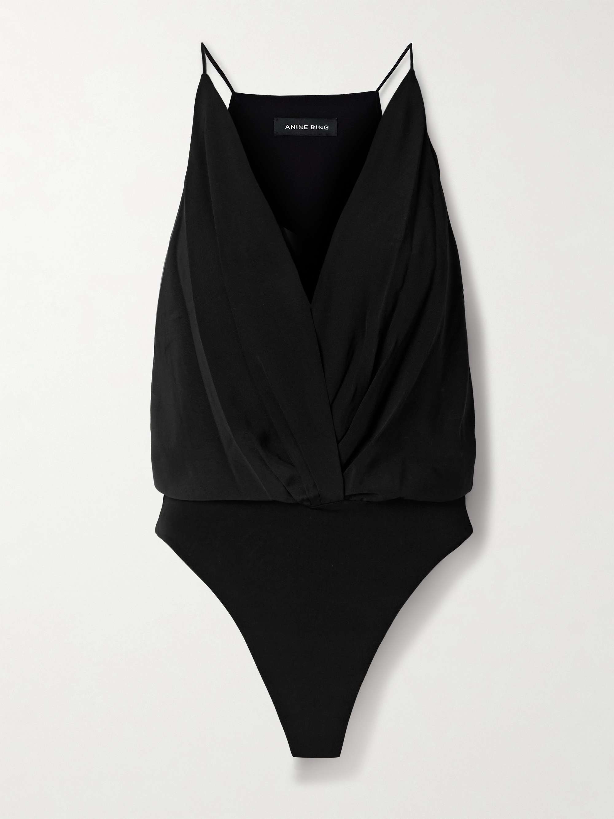 Shiloh draped silk thong bodysuit view