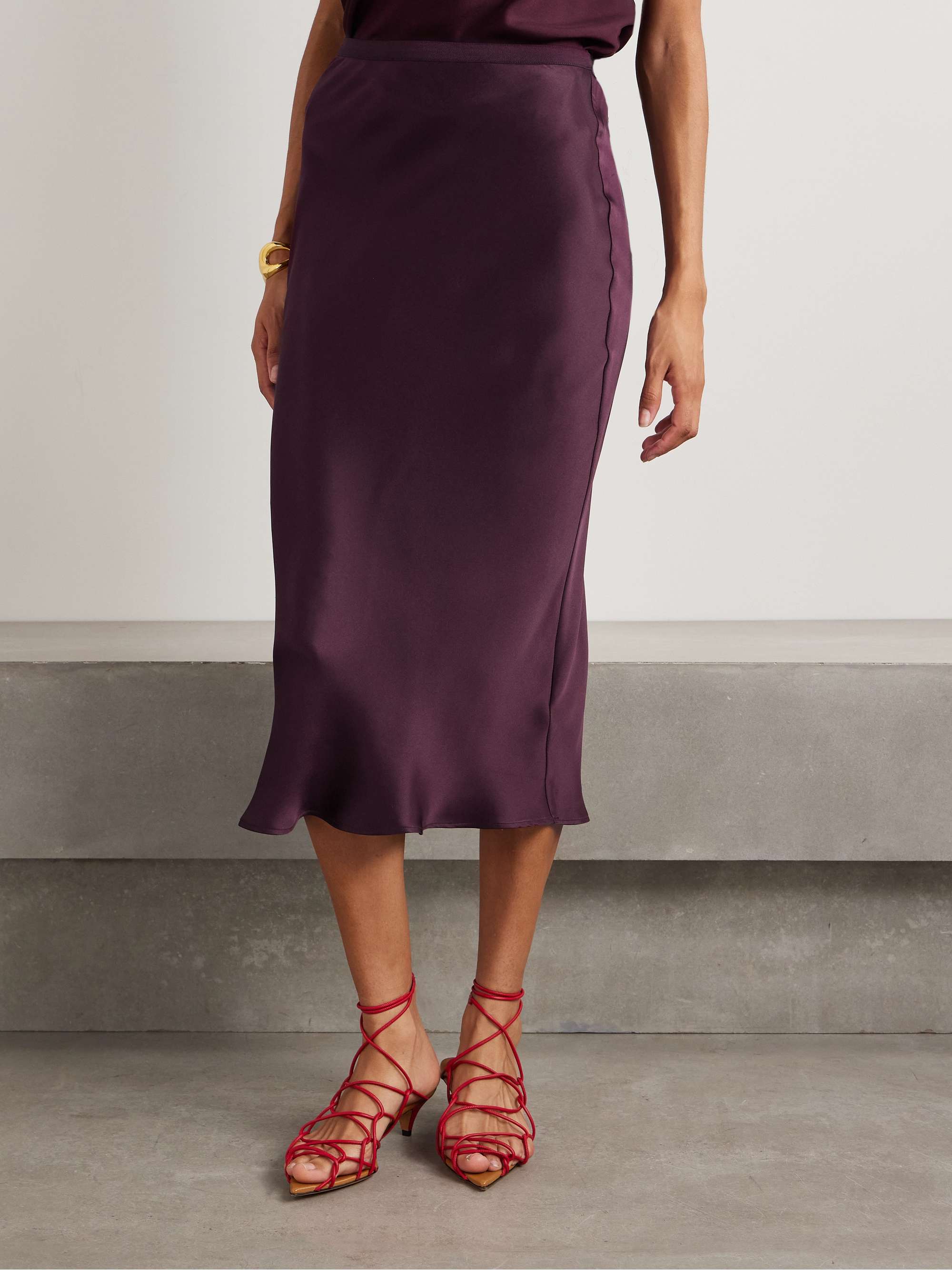 Bar silk midi skirt view