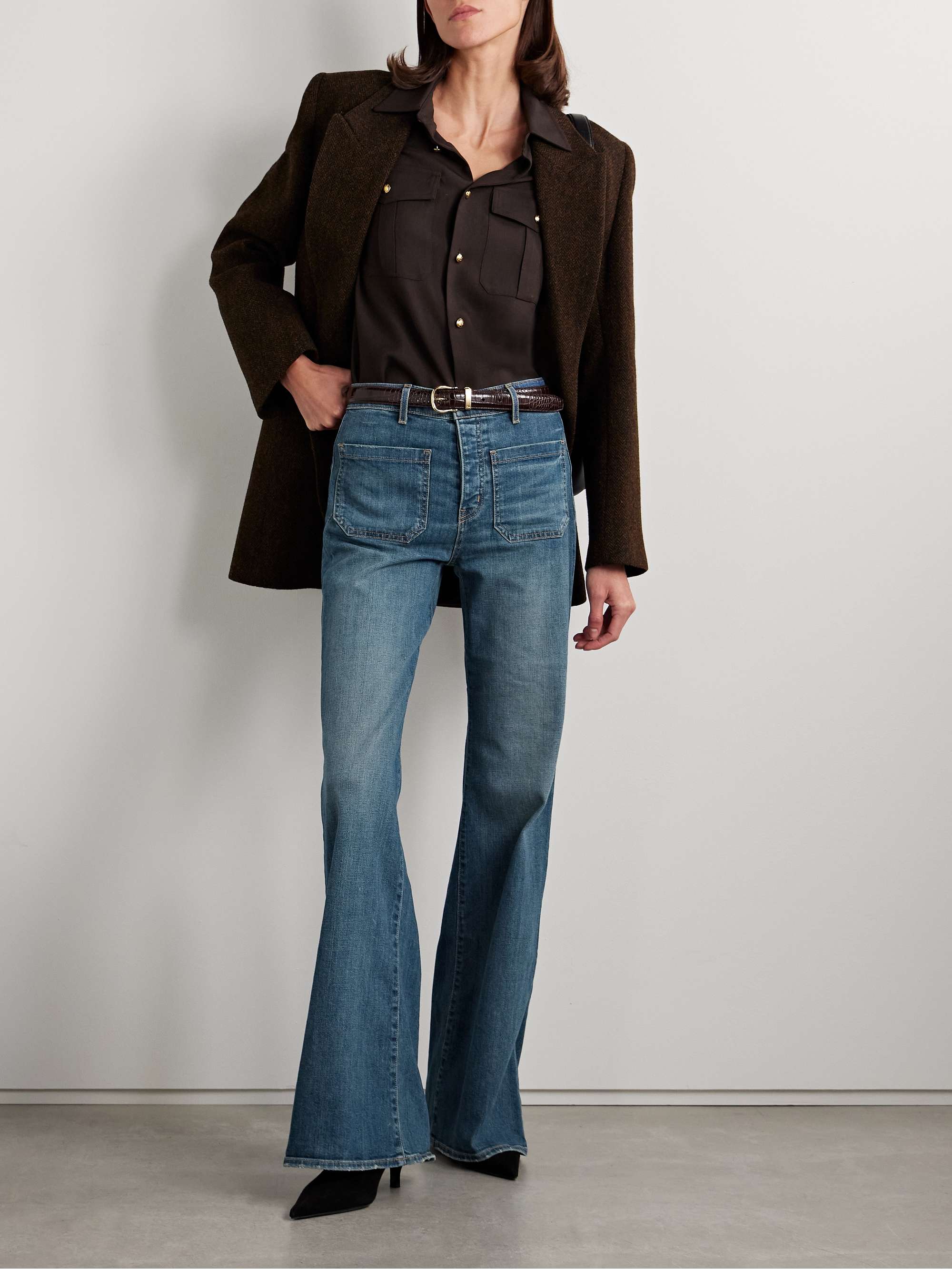 Florence distressed high-rise flared jeans view