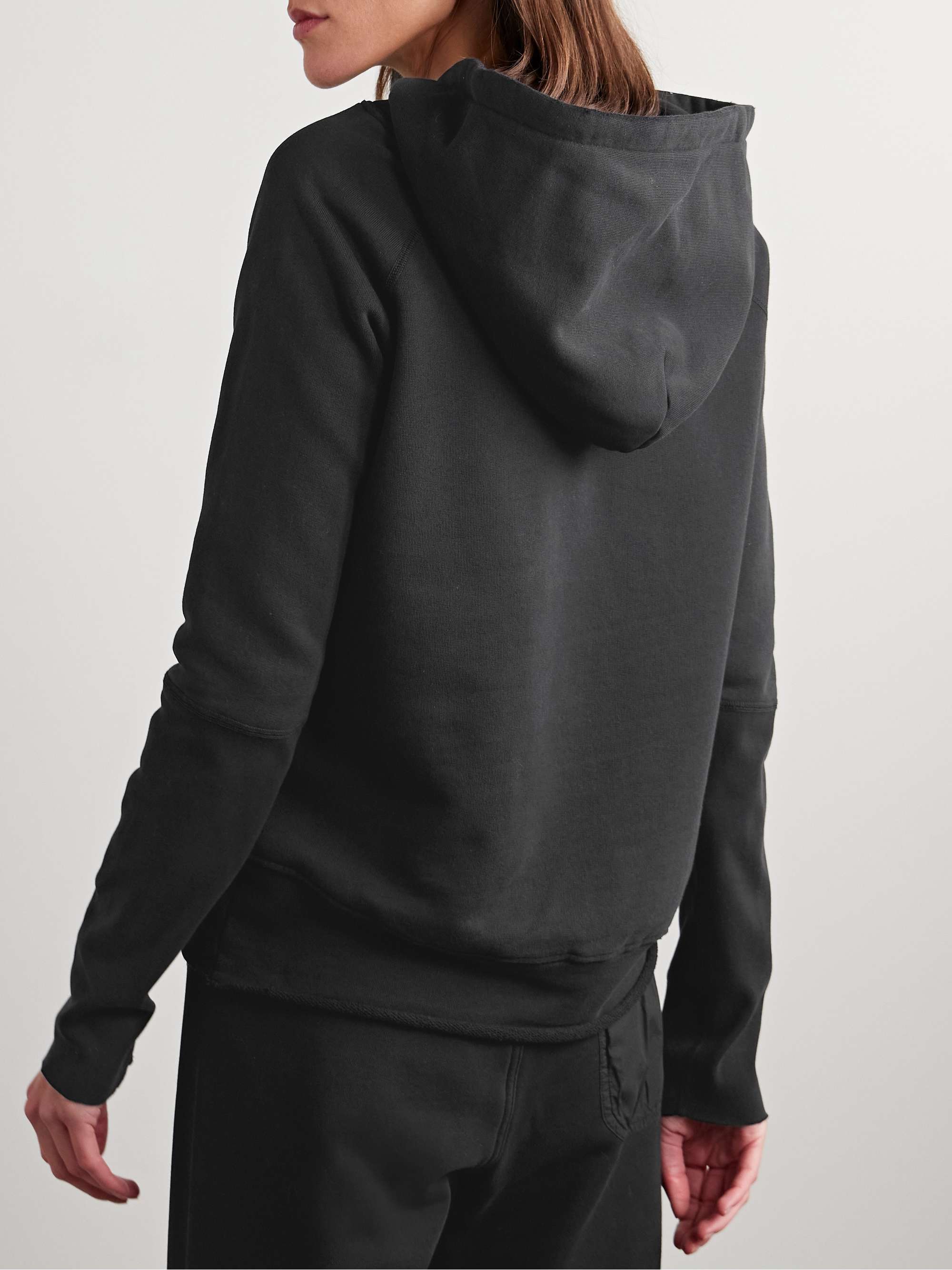 Janie distressed cotton-jersey hoodie view