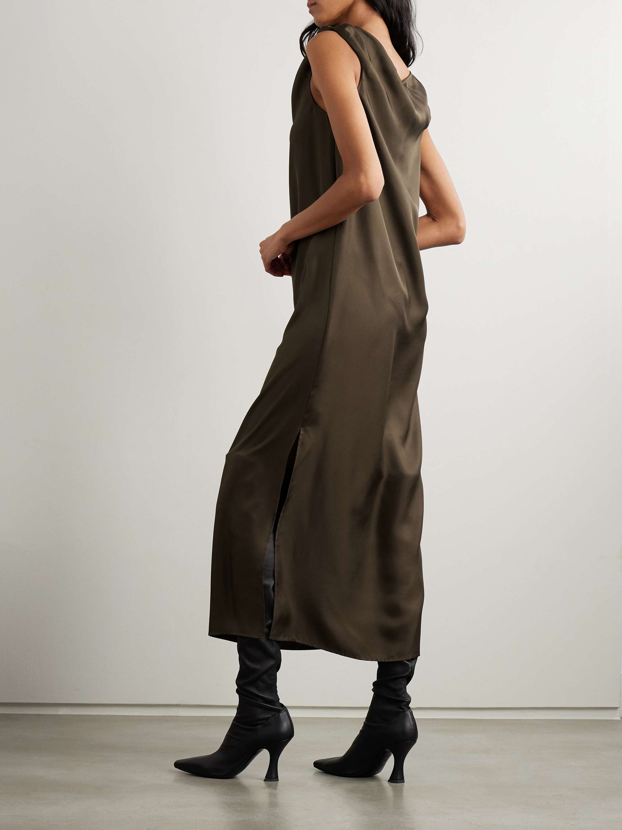 Moun knotted draped silk-twill midi dress view