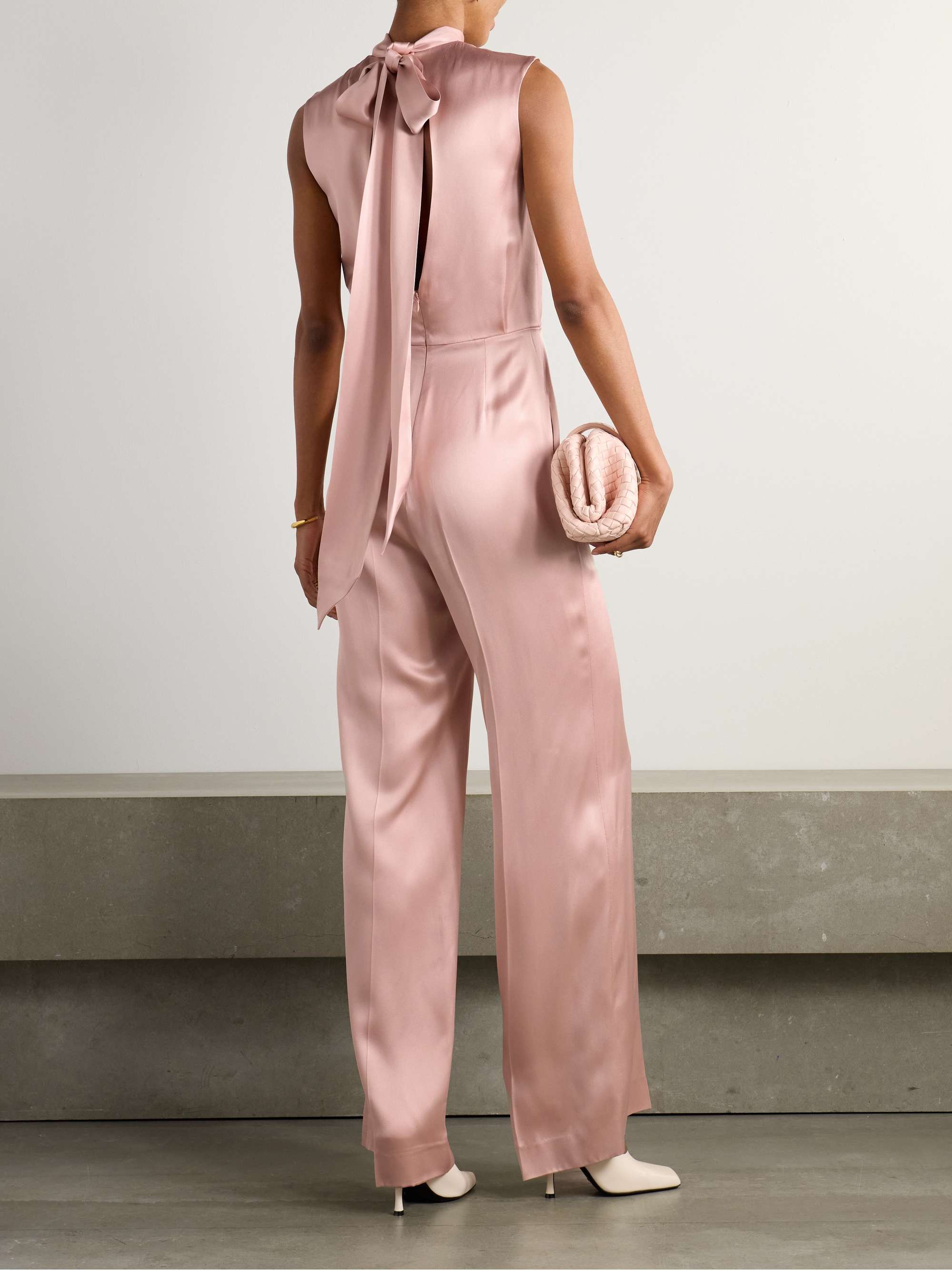 Nicole tie-neck silk-blend satin jumpsuit view