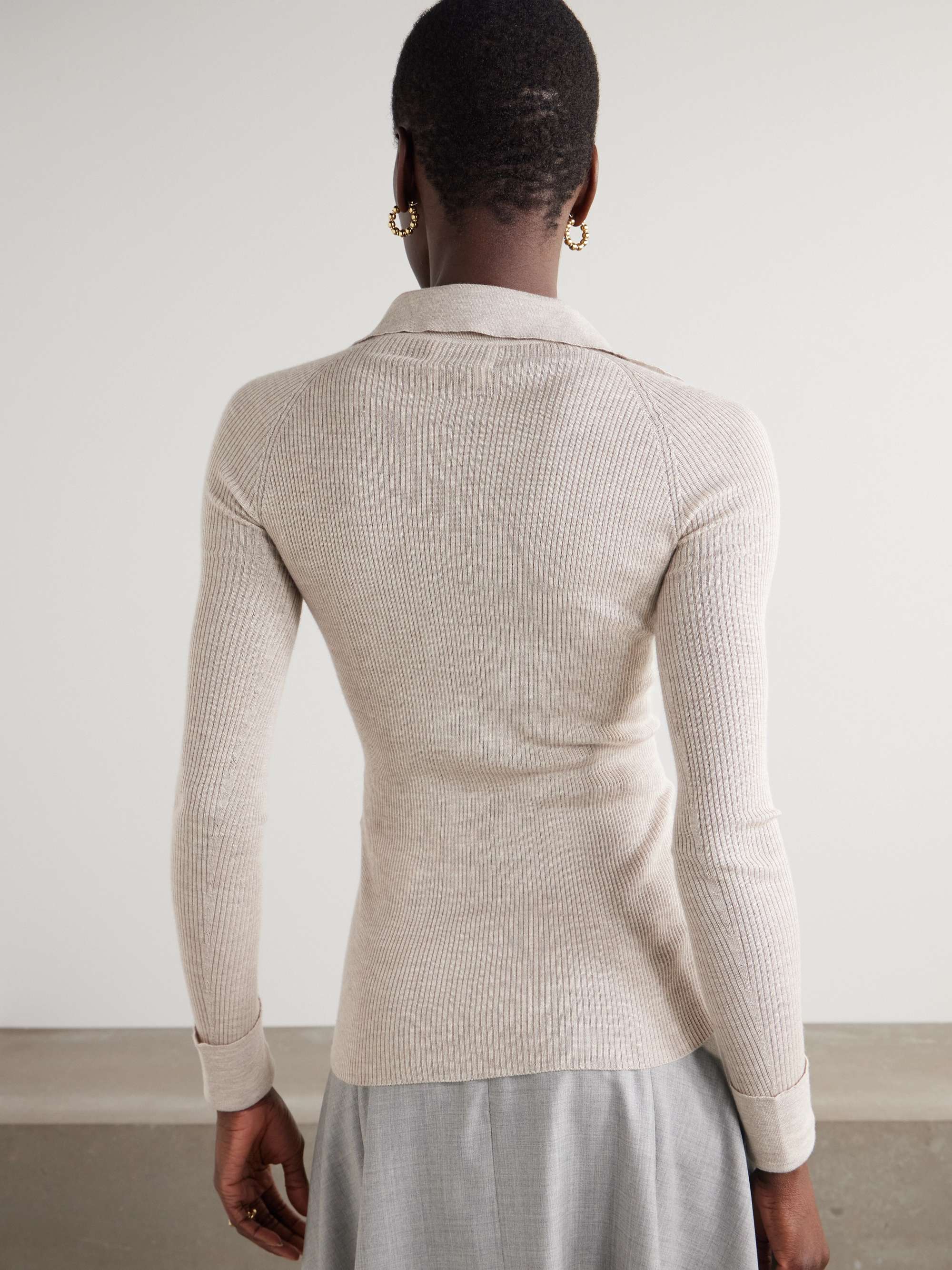 Ribbed cashmere and silk-blend cardigan view