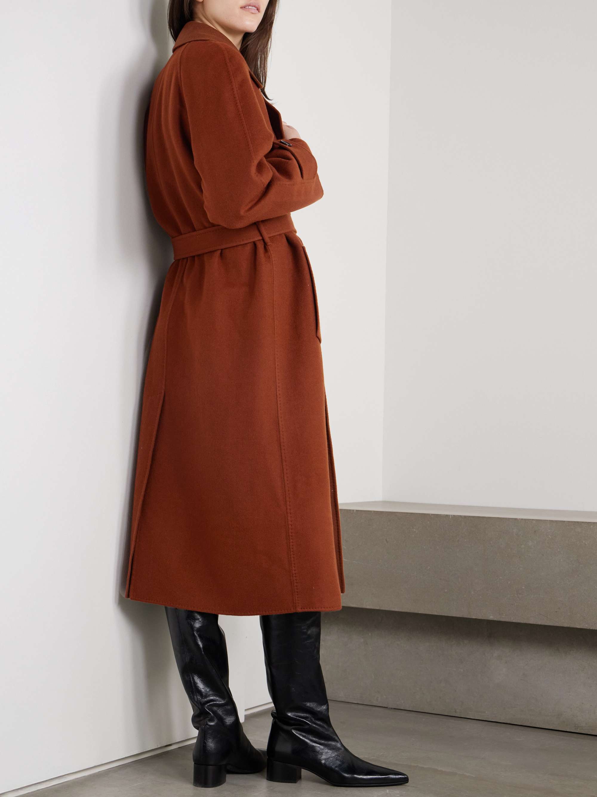 Foster double-breasted belted cashmere-blend felt coat view