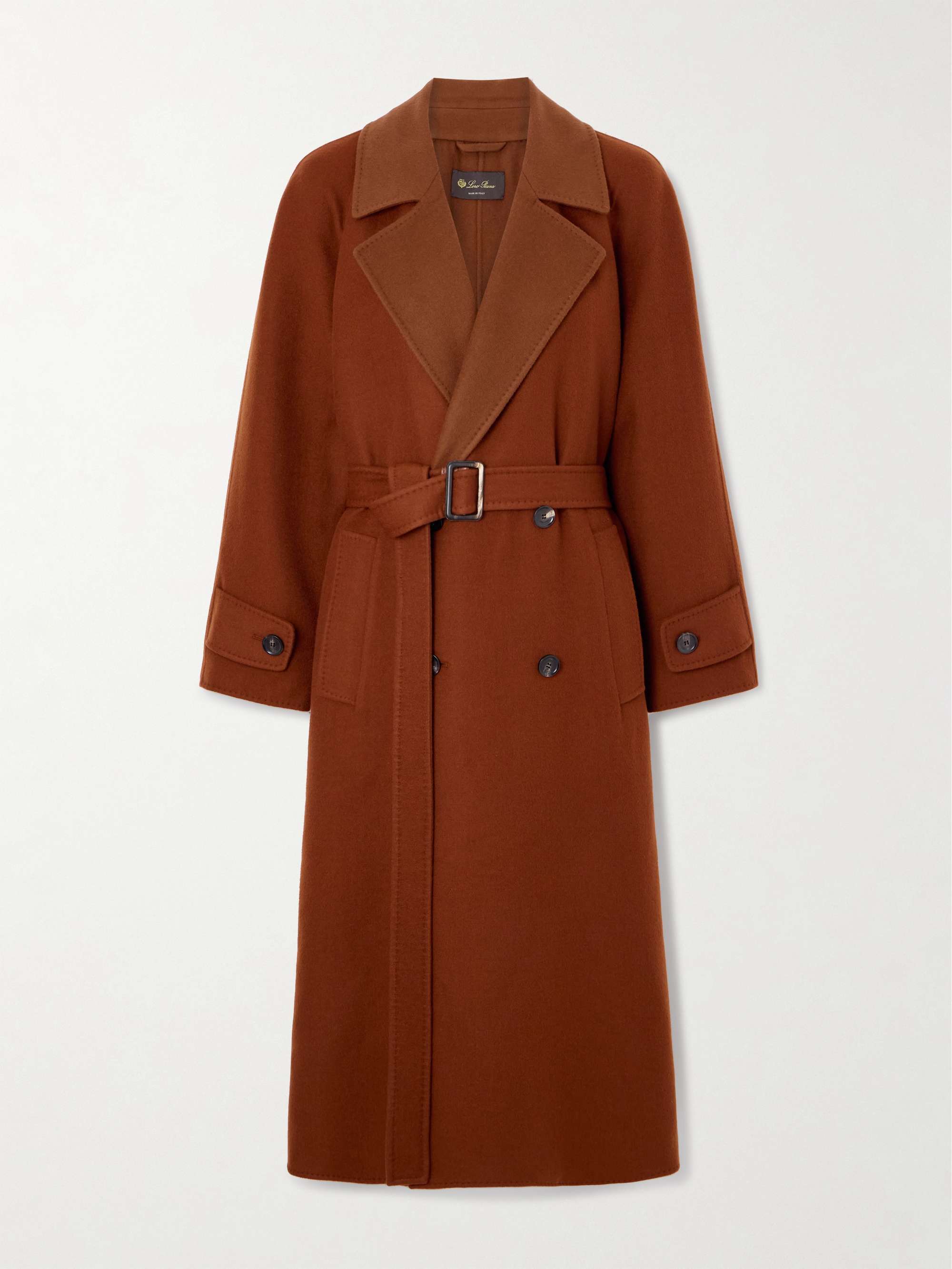 Foster double-breasted belted cashmere-blend felt coat view