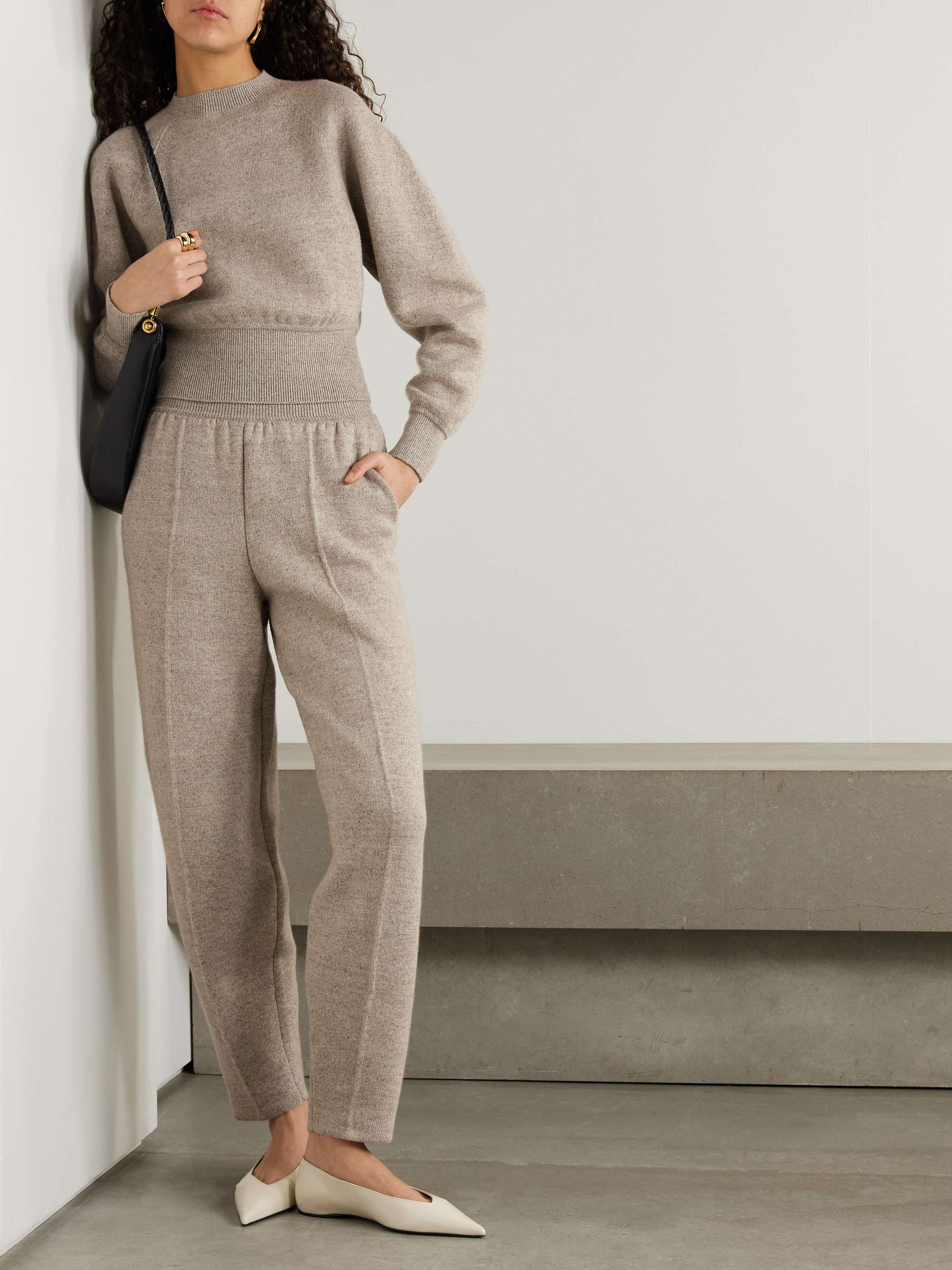 Linen and cashmere-blend tapered pants view