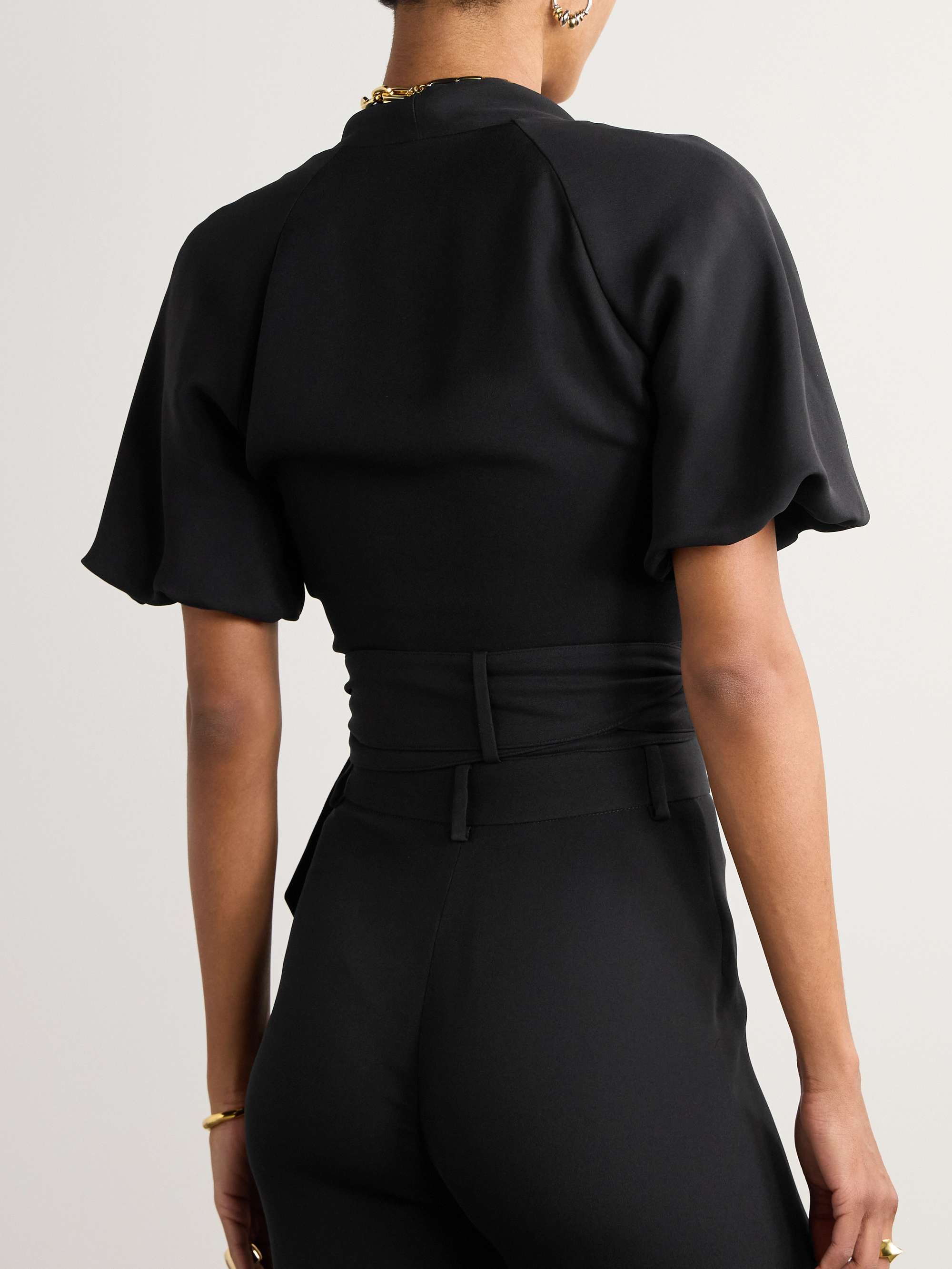 Clancy cropped silk-cady wrap shirt view