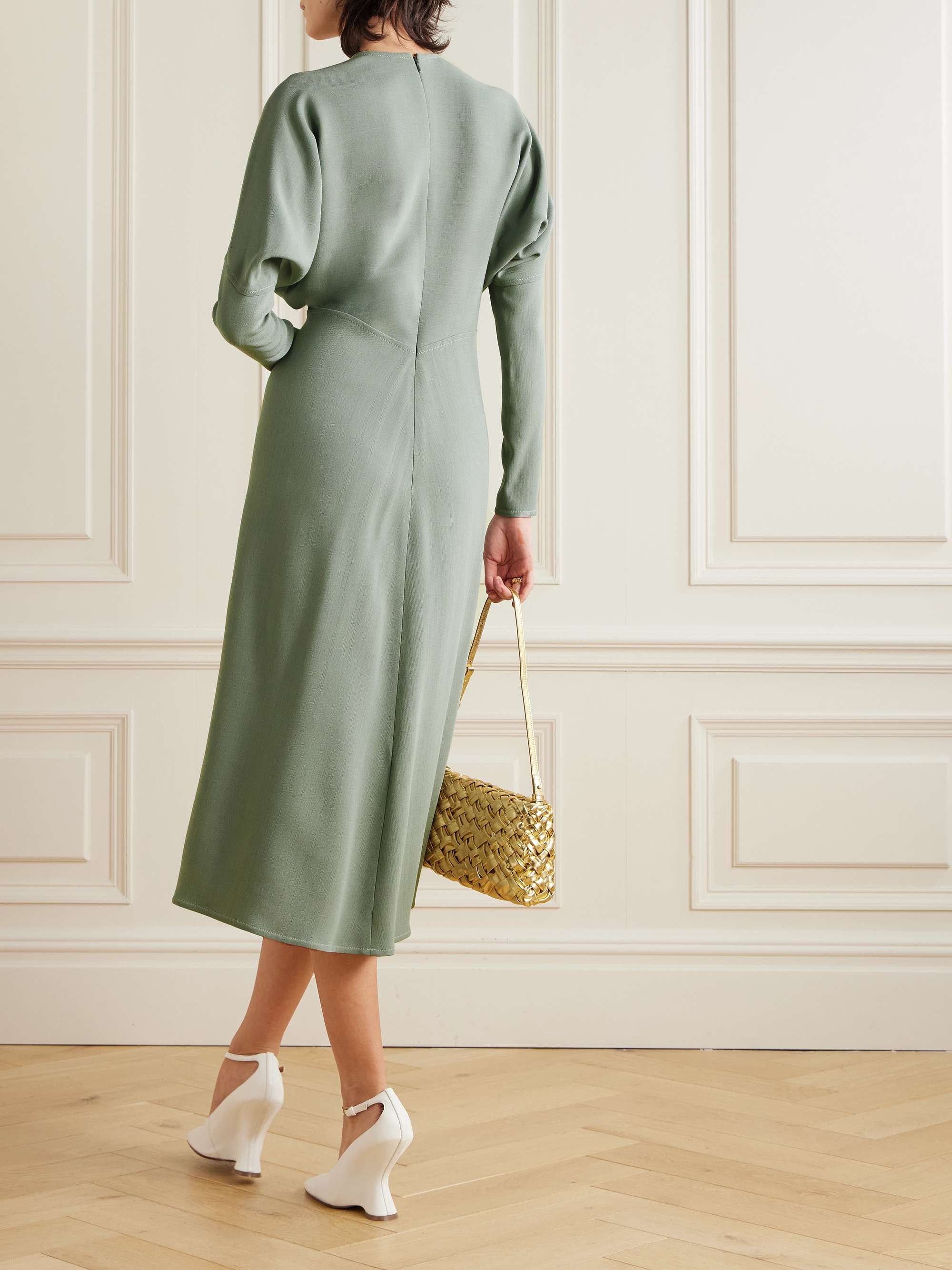 Dolman paneled crepe midi dress view