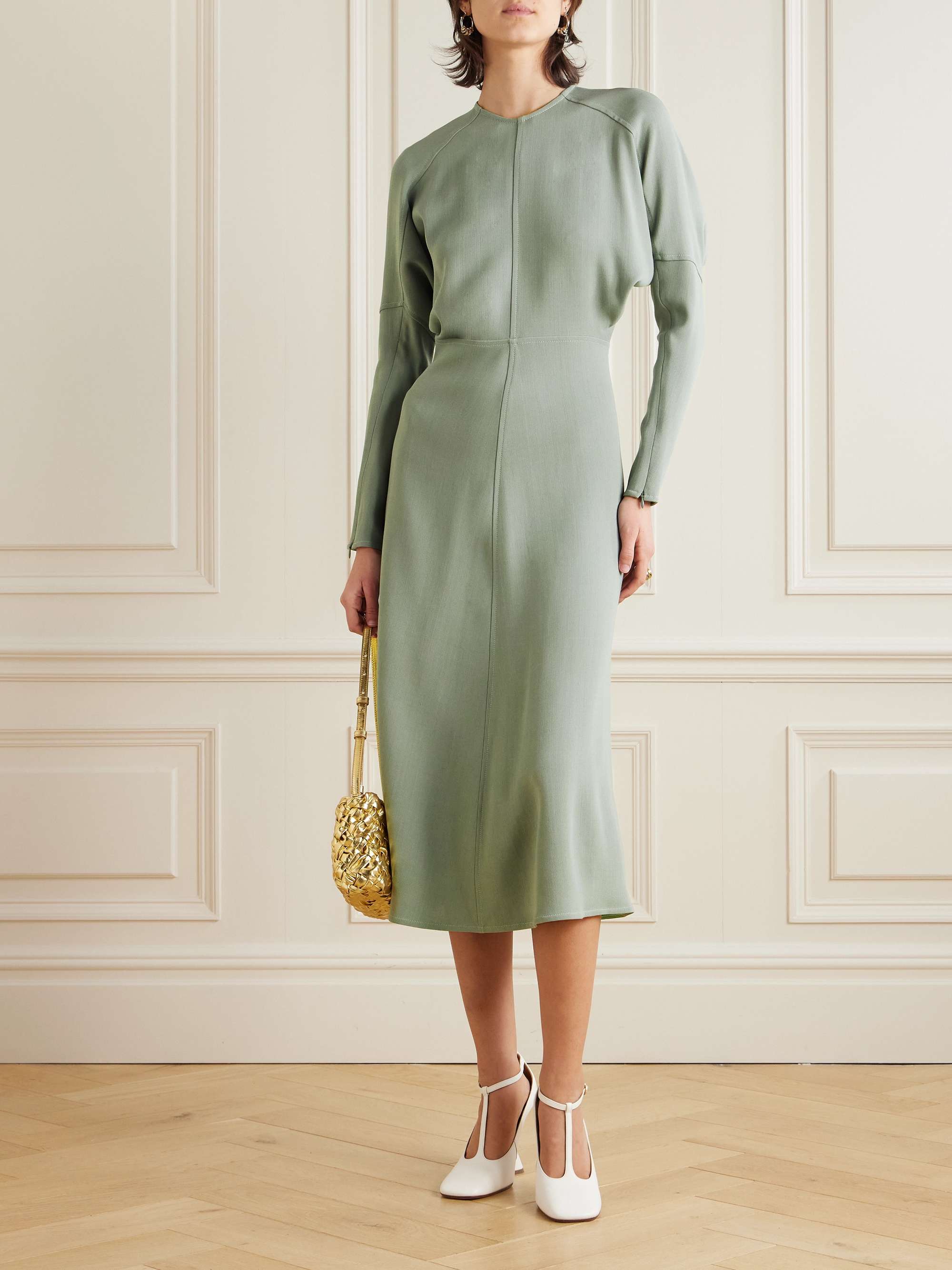 Dolman paneled crepe midi dress view