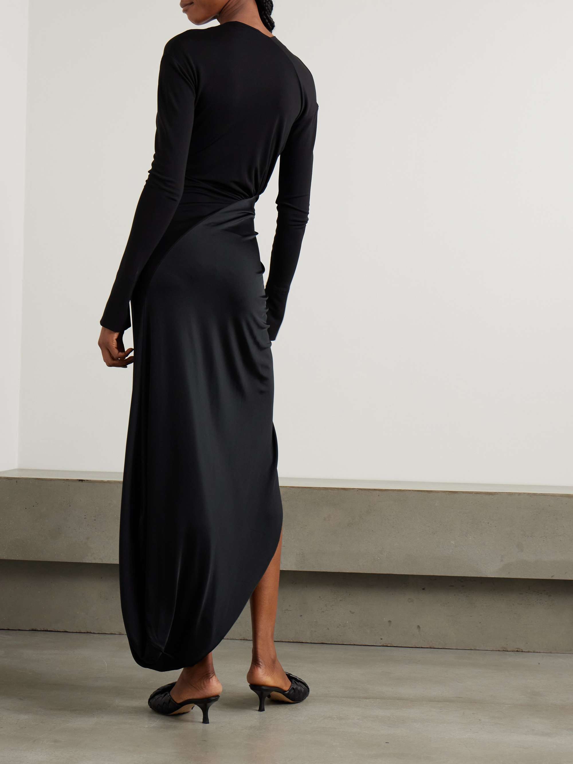Knotted draped jersey midi dress view