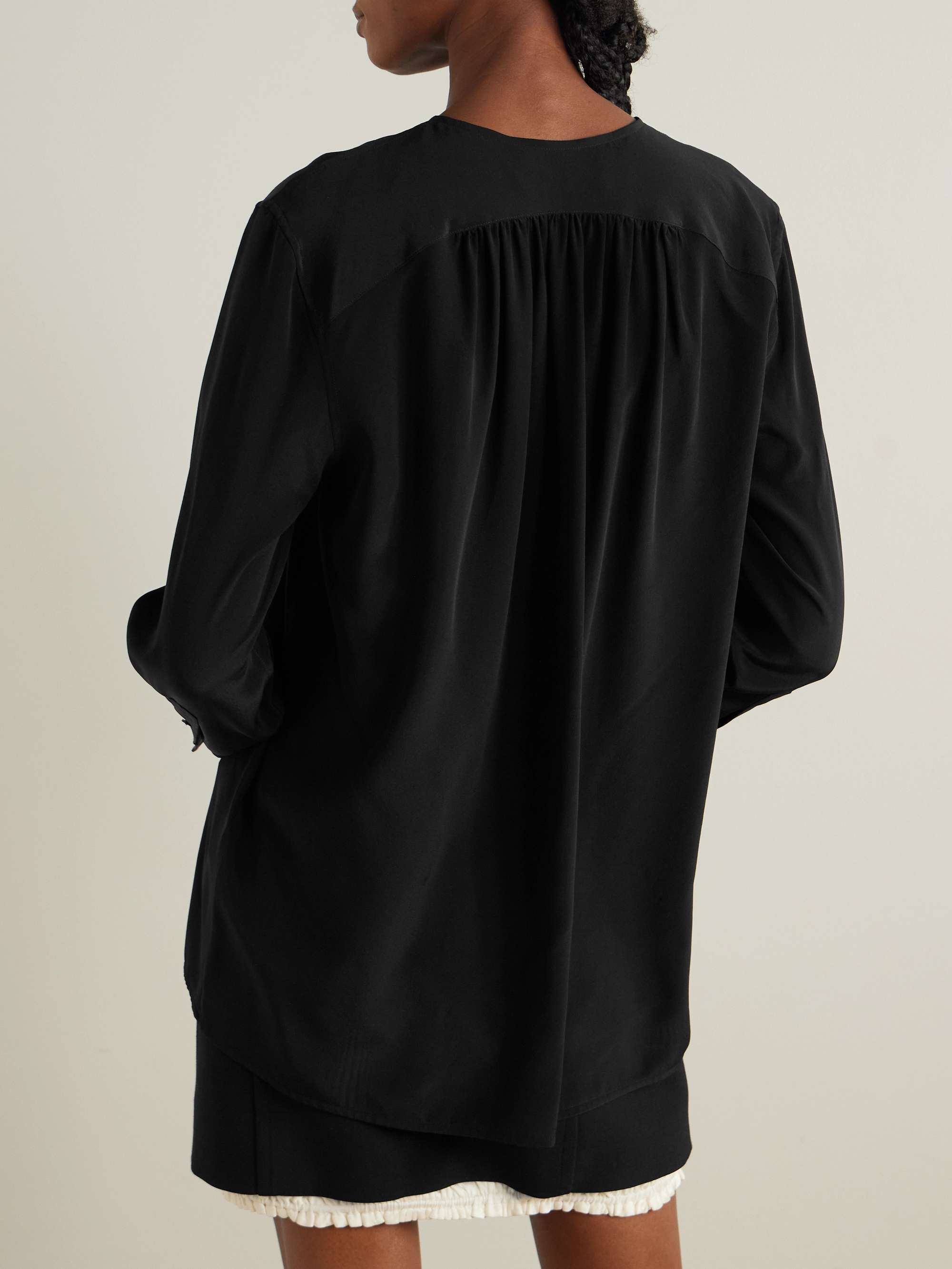 Gathered silk-voile blouse view