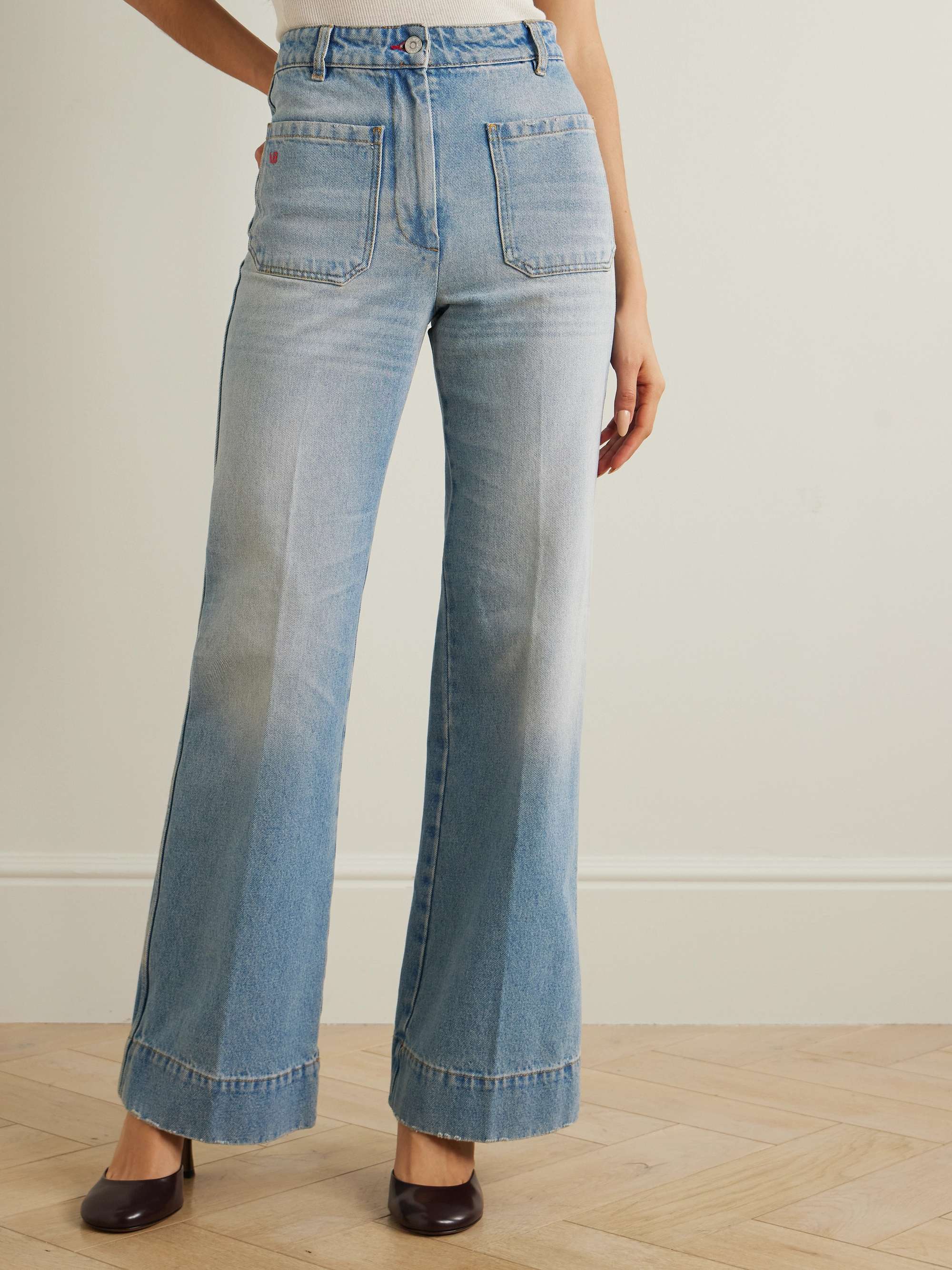 Alina embroidered high-rise wide-leg jeans view