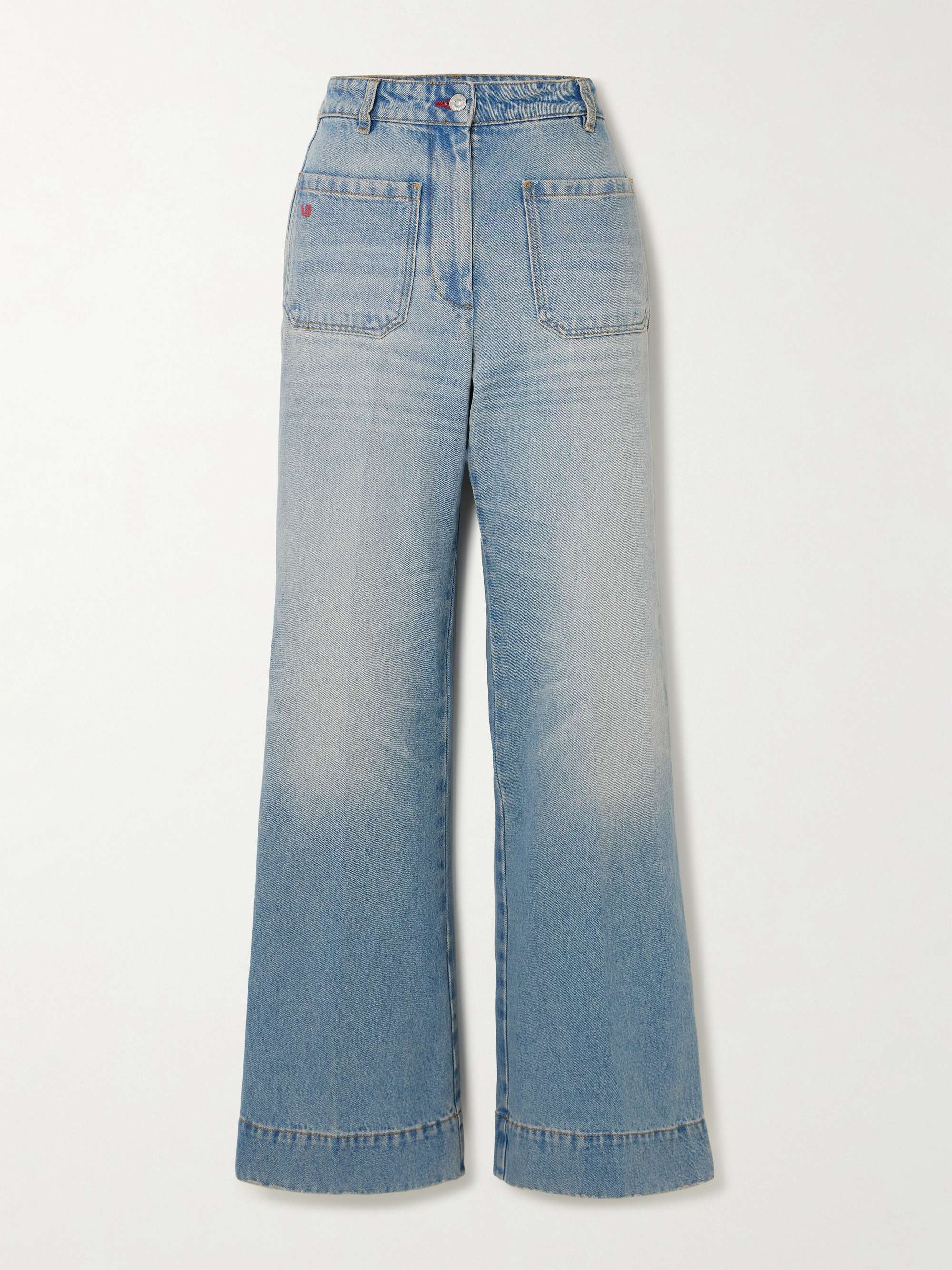 Alina embroidered high-rise wide-leg jeans view