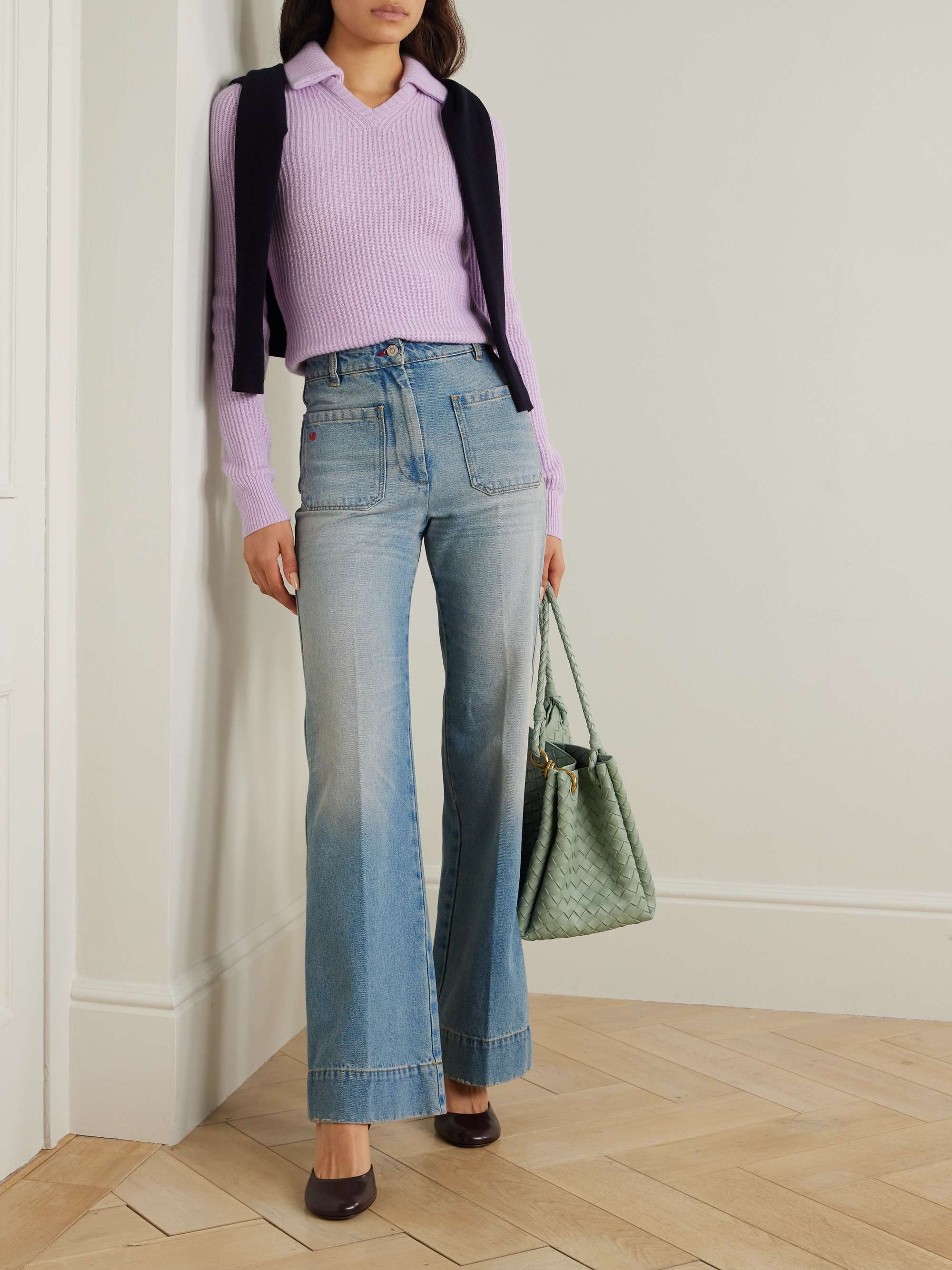Alina embroidered high-rise wide-leg jeans view