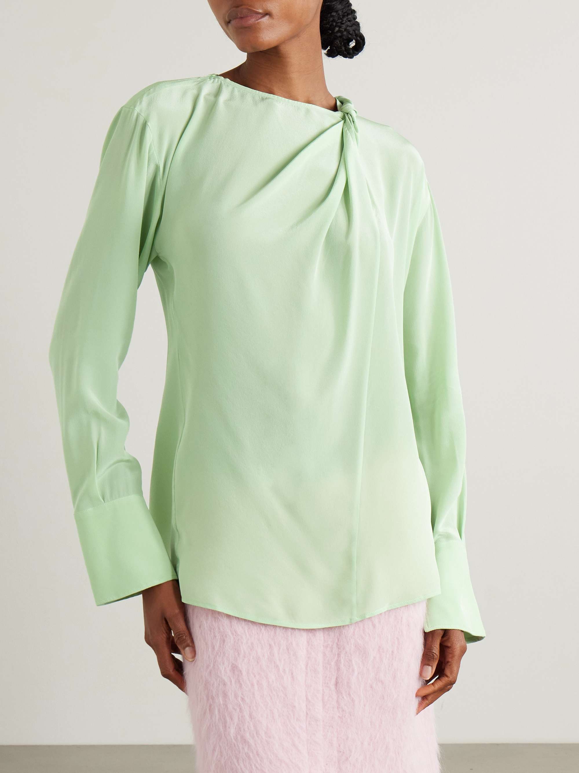 Twisted wrap-effect silk-crepe blouse view