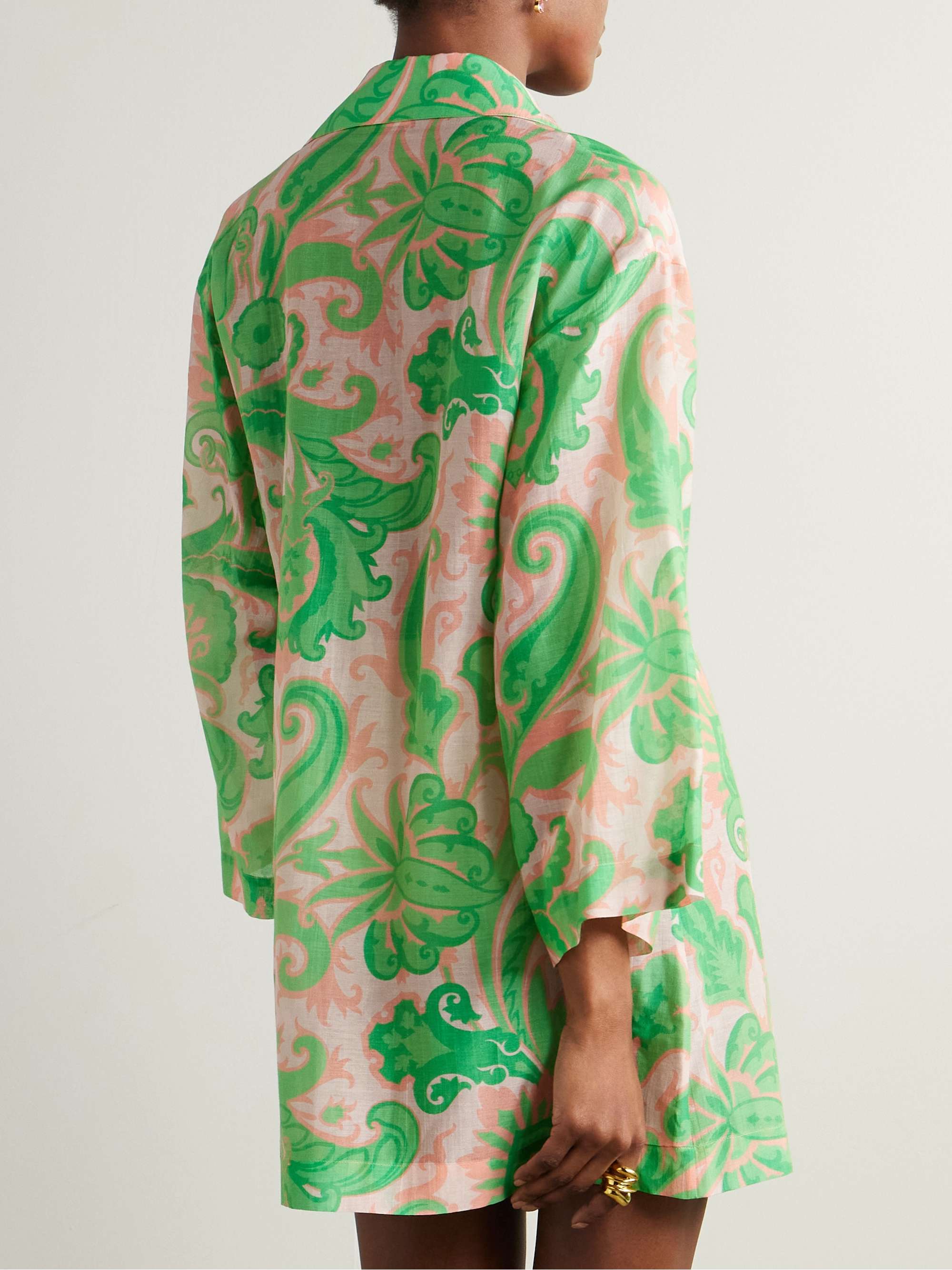 Printed cotton and silk-blend mini shirt dress view