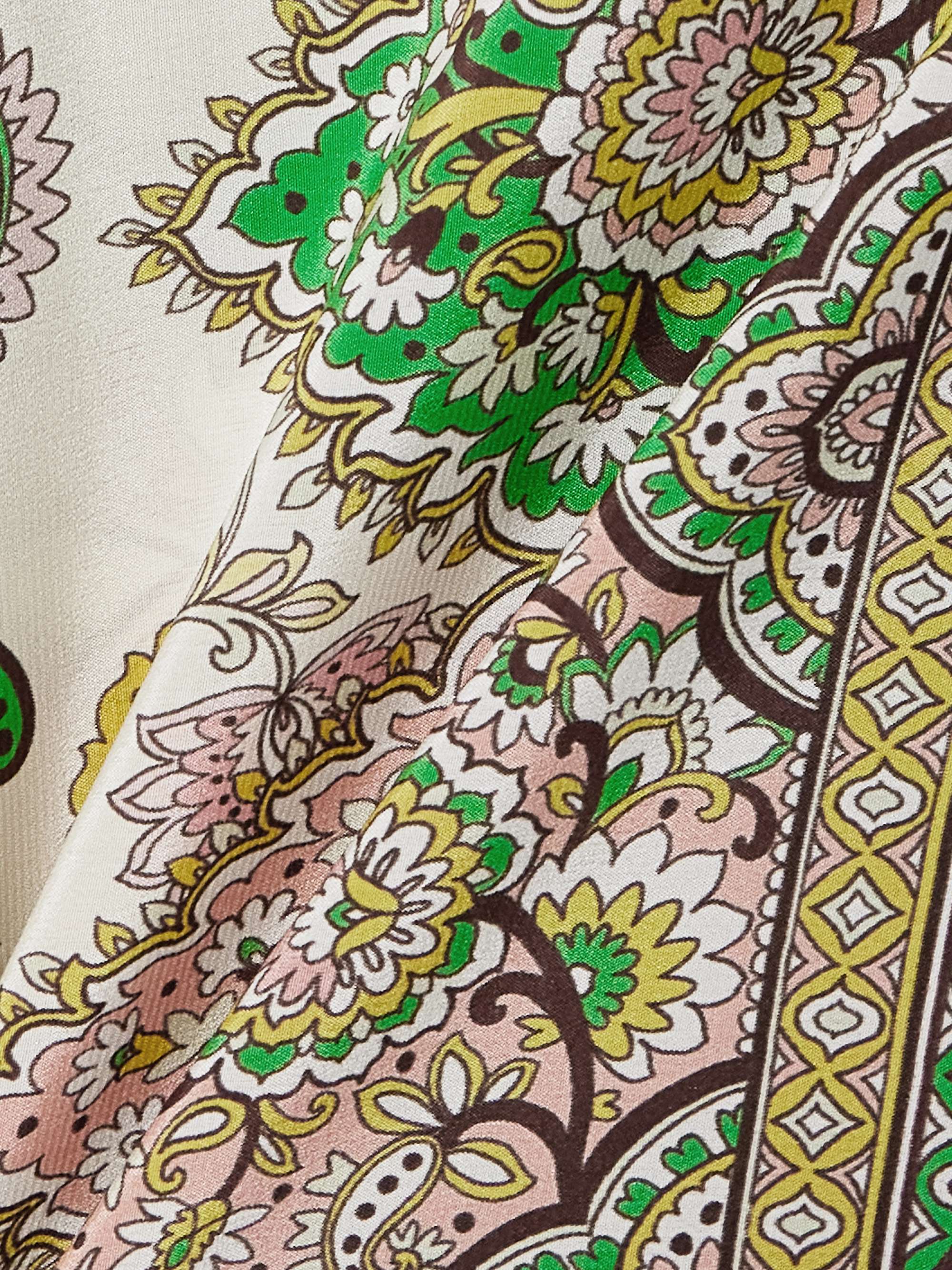Draped paisley-print silk-twill blouse view