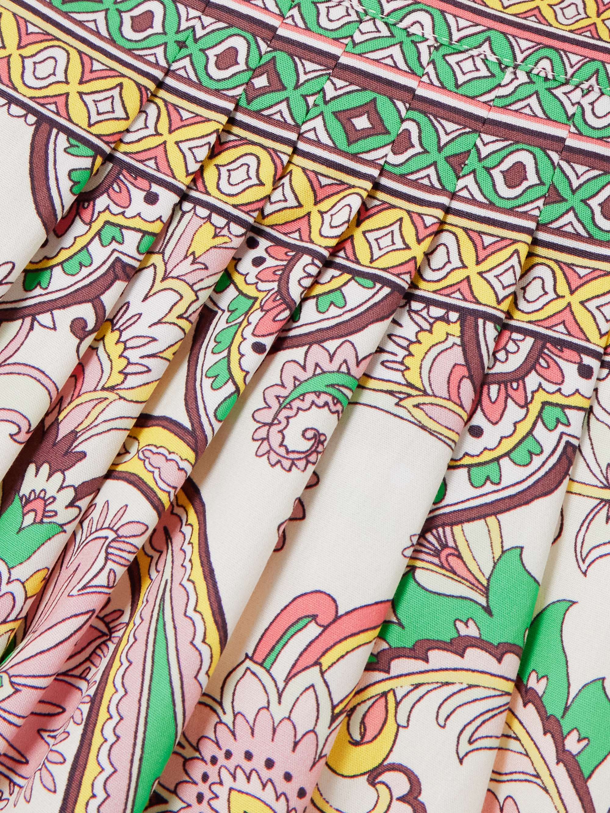 Pleather printed cotton-poplin midi skirt view
