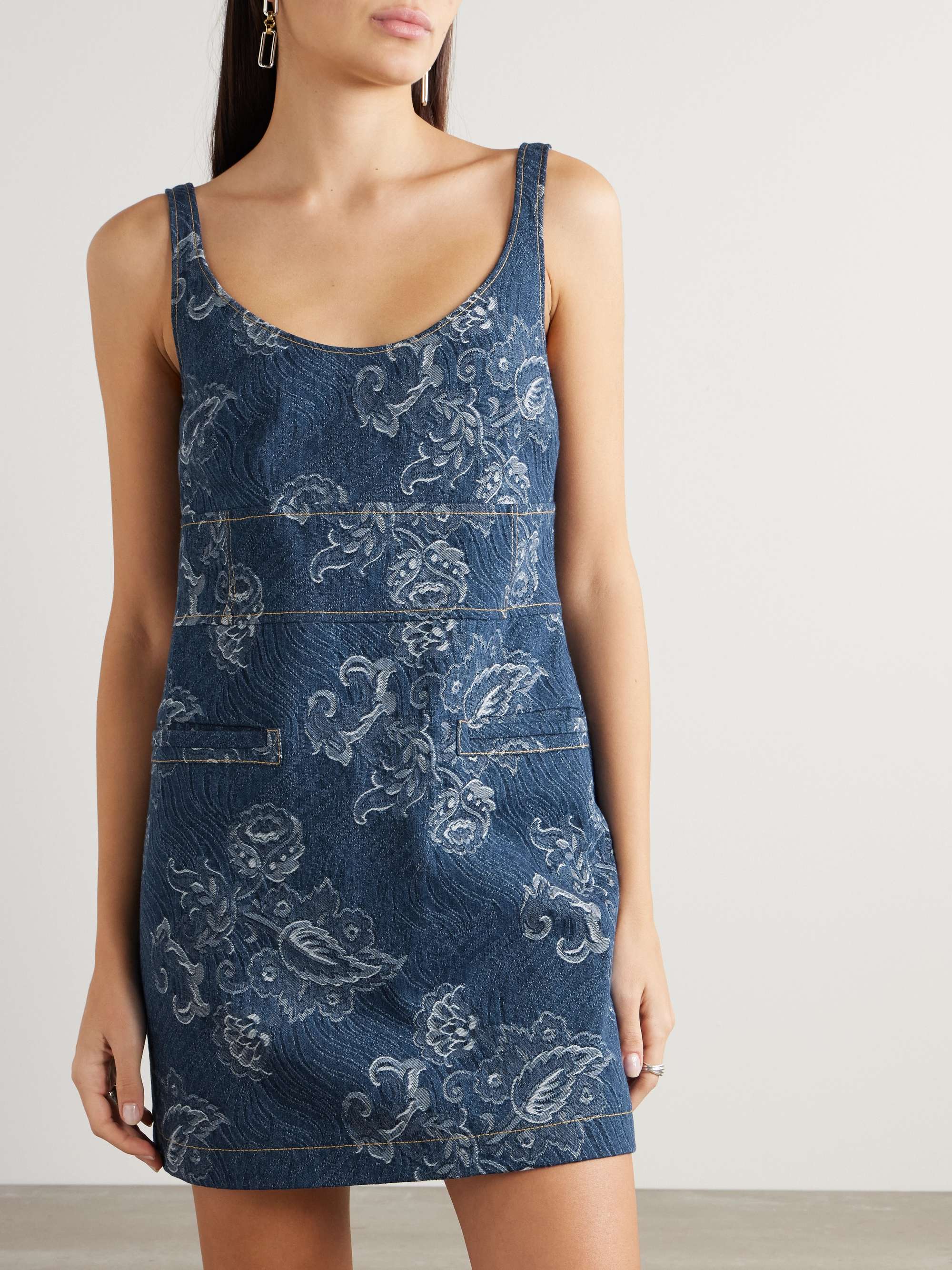 Denim-jacquard mini dress view
