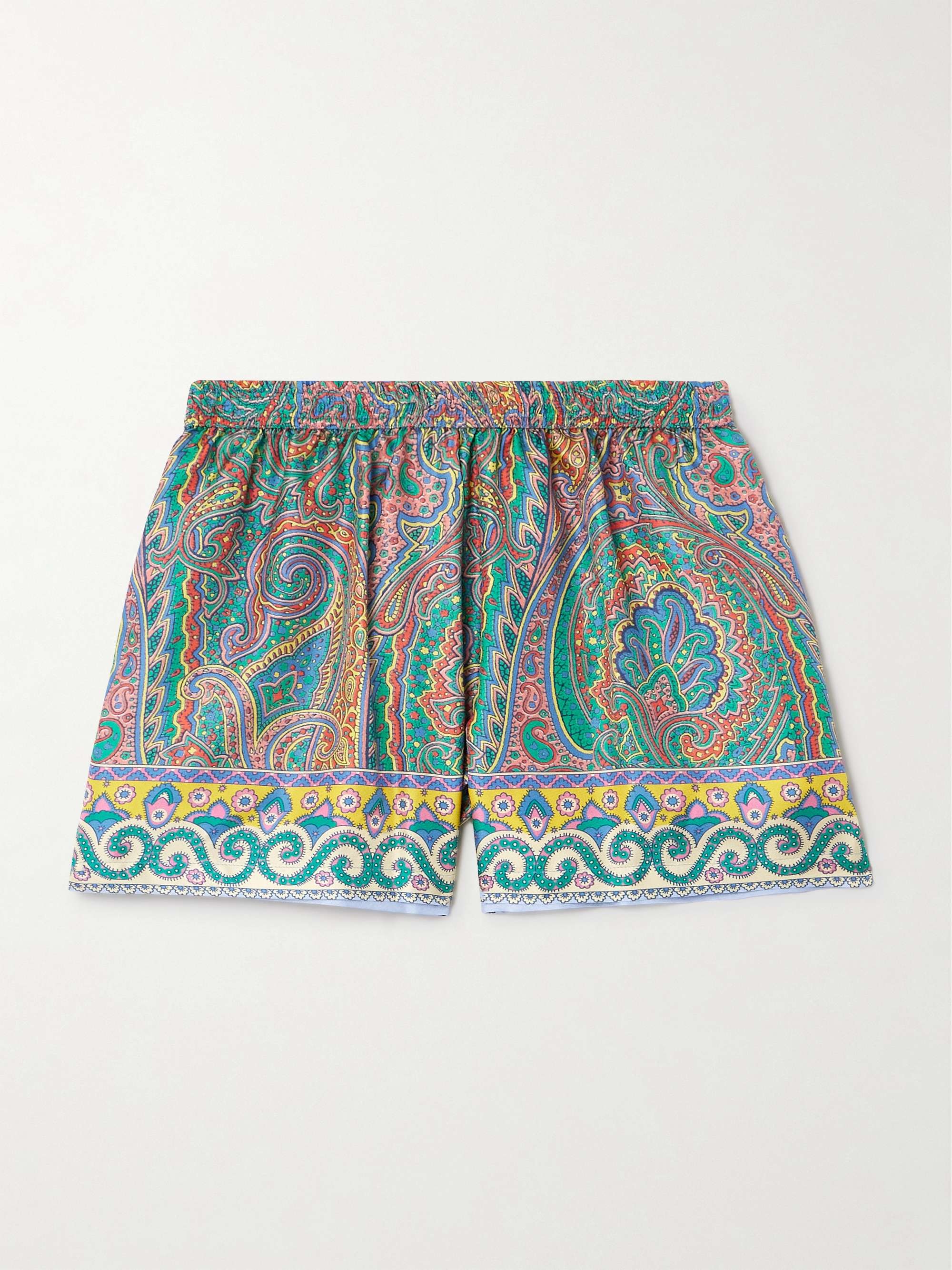 Paisley-print silk-twill shorts view