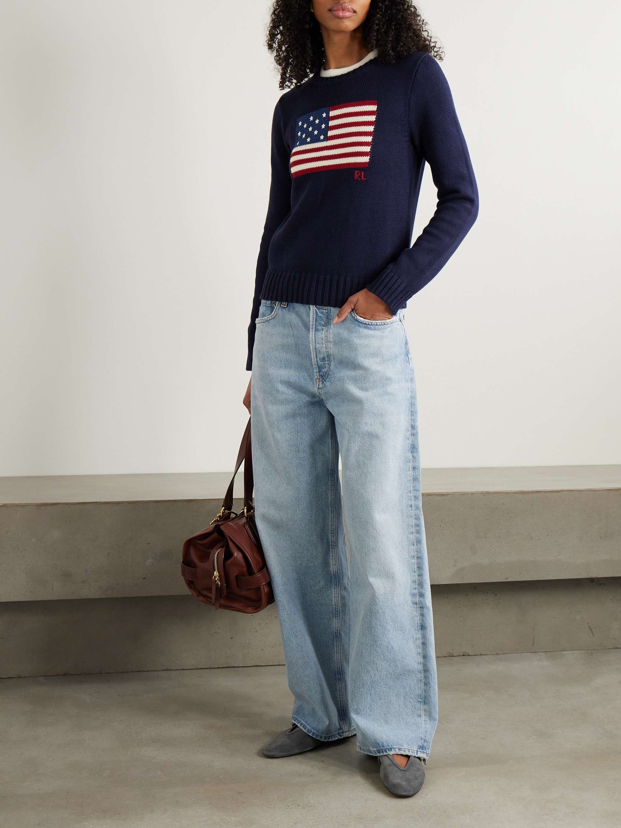 Flag intarsia cotton sweater view