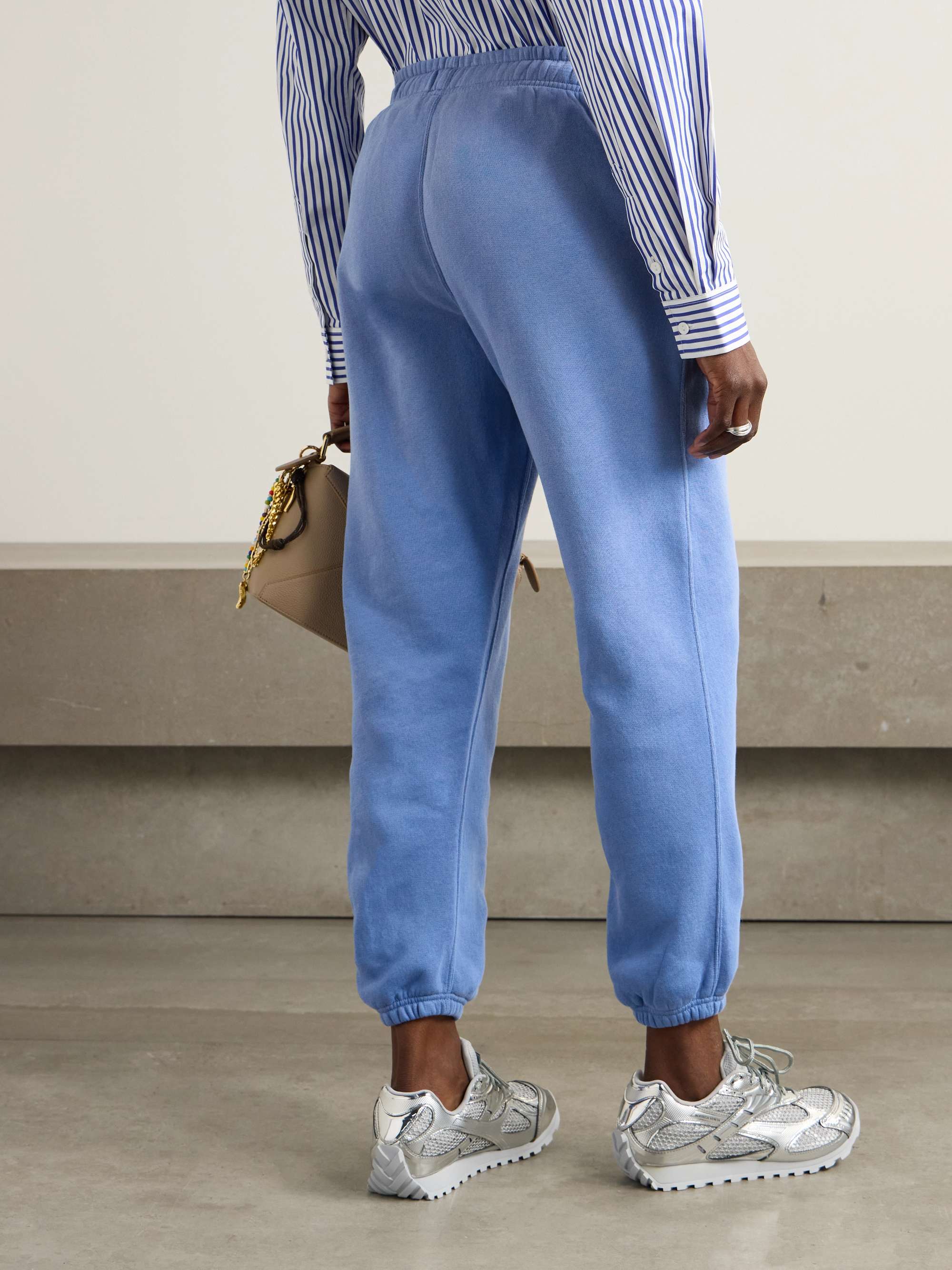 Embroidered cotton-blend jersey sweatpants view