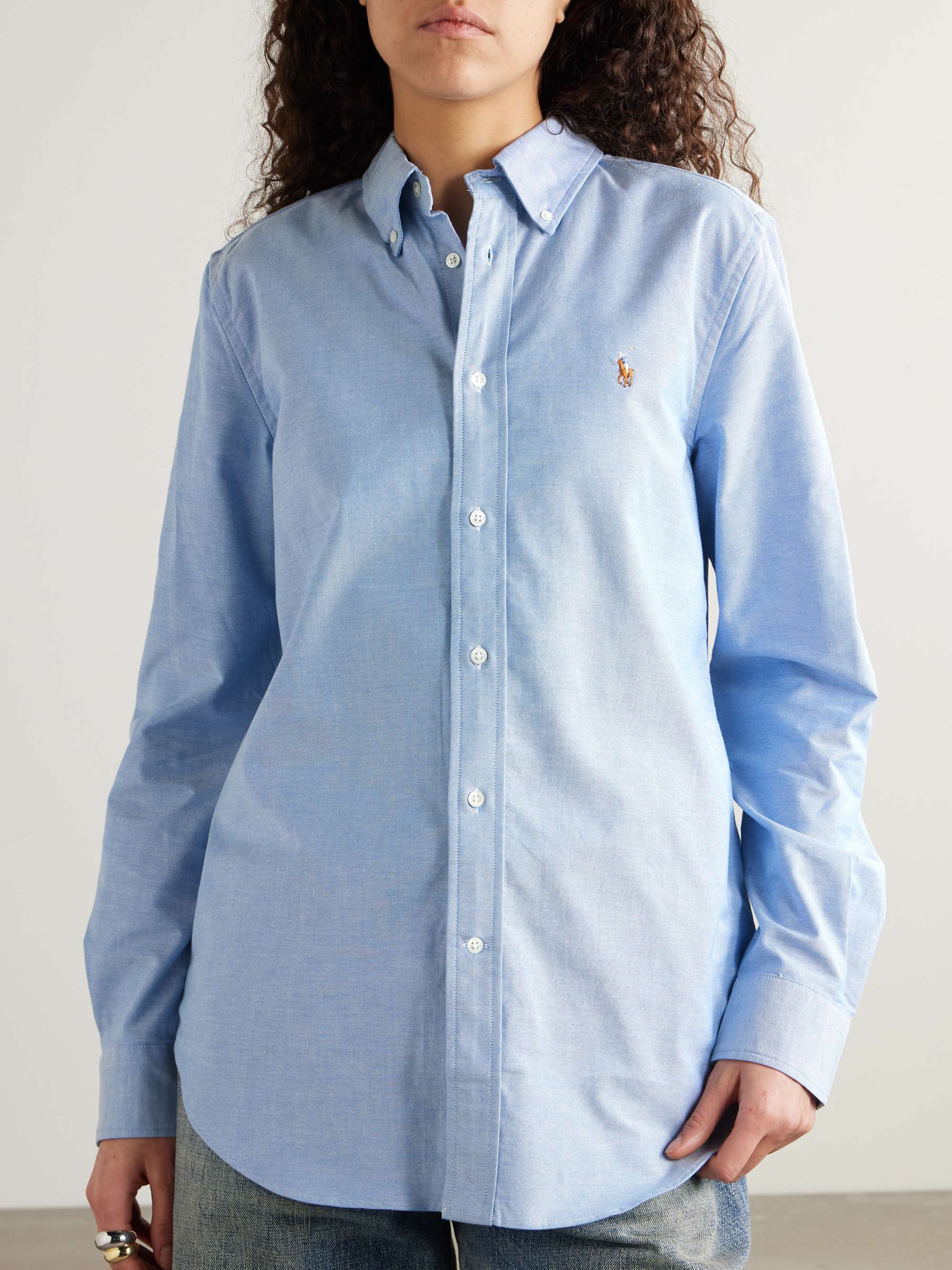 Embroidered cotton-blend Oxford shirt view
